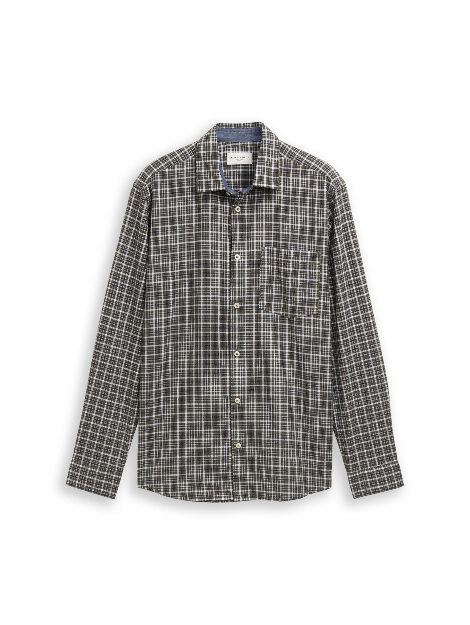 olive navy small check