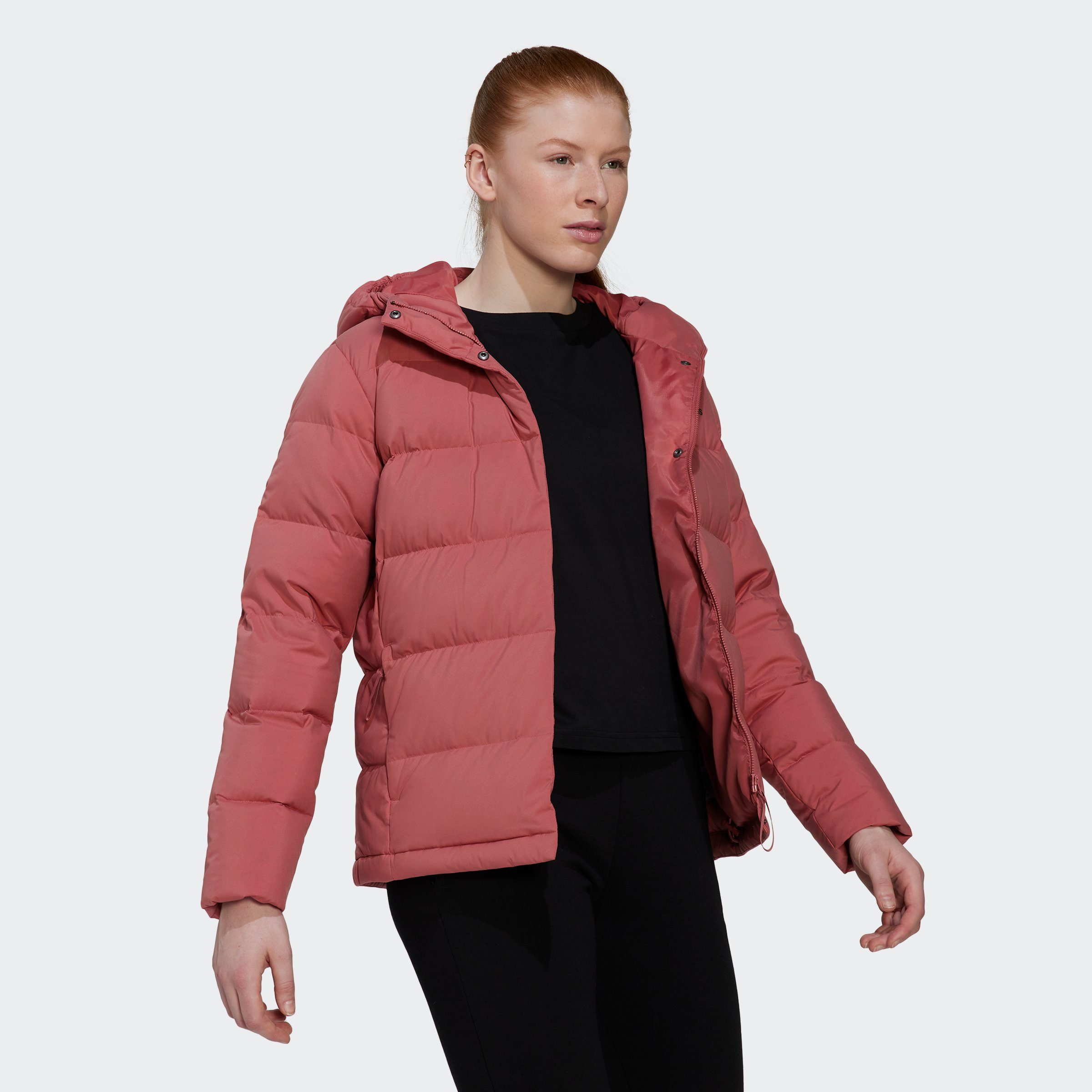 adidas Sportswear Outdoorjacke HELIONIC HOODED DAUNENJACKE, Außenmaterial:  100 % recycelter Polyester (einfach gewebt)