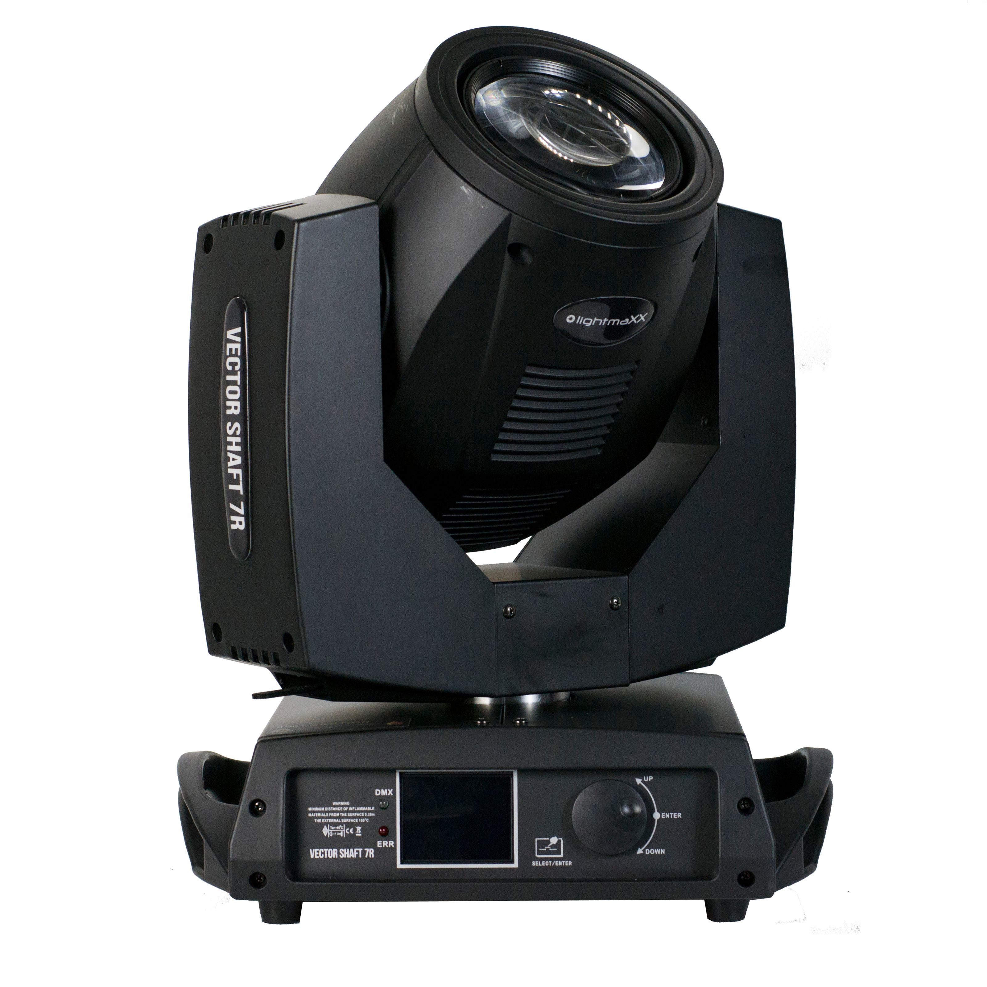 lightmaXX LED Scheinwerfer, VECTOR Shaft 7R LED Moving Head, 230W Beam, 17 Gobos, 14 Farben, 8-F