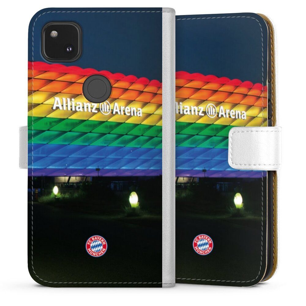 DeinDesign Handyhülle FC Bayern München Regenbogen Stadion Allianz Arena Rainbow, Google Pixel 4a Hülle Handy Flip Case Wallet Cover Handytasche Leder