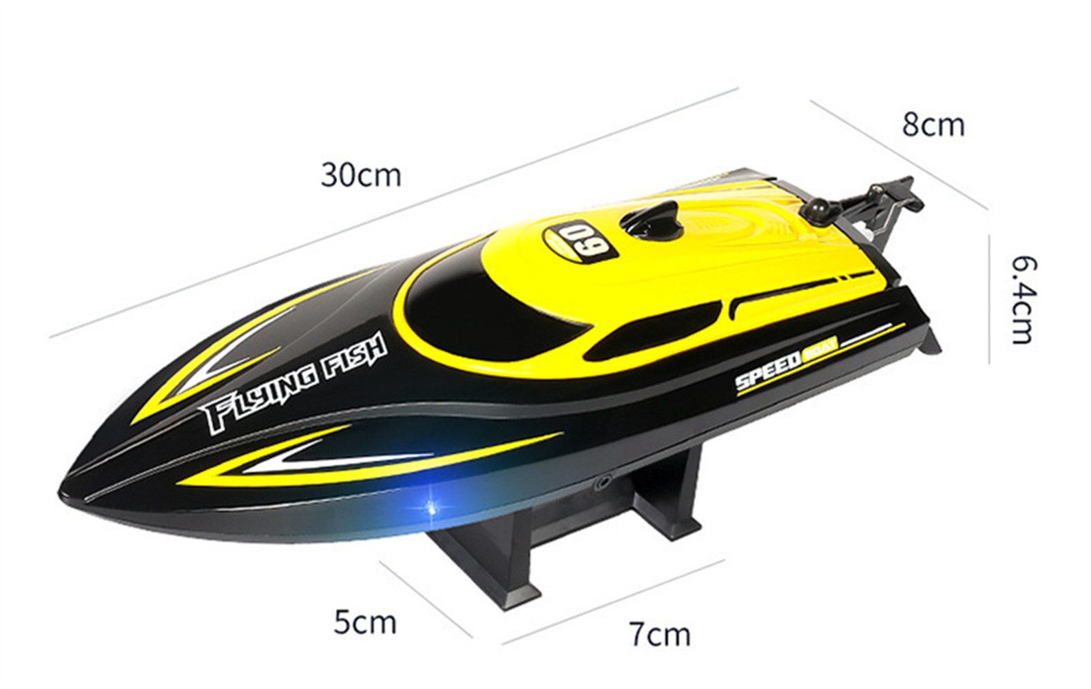 Insma RC-Boot (2,4 GHz Ferngesteuerte Schiffe Schnellboot), 4 Kanäle 25 km/h mit LED Licht