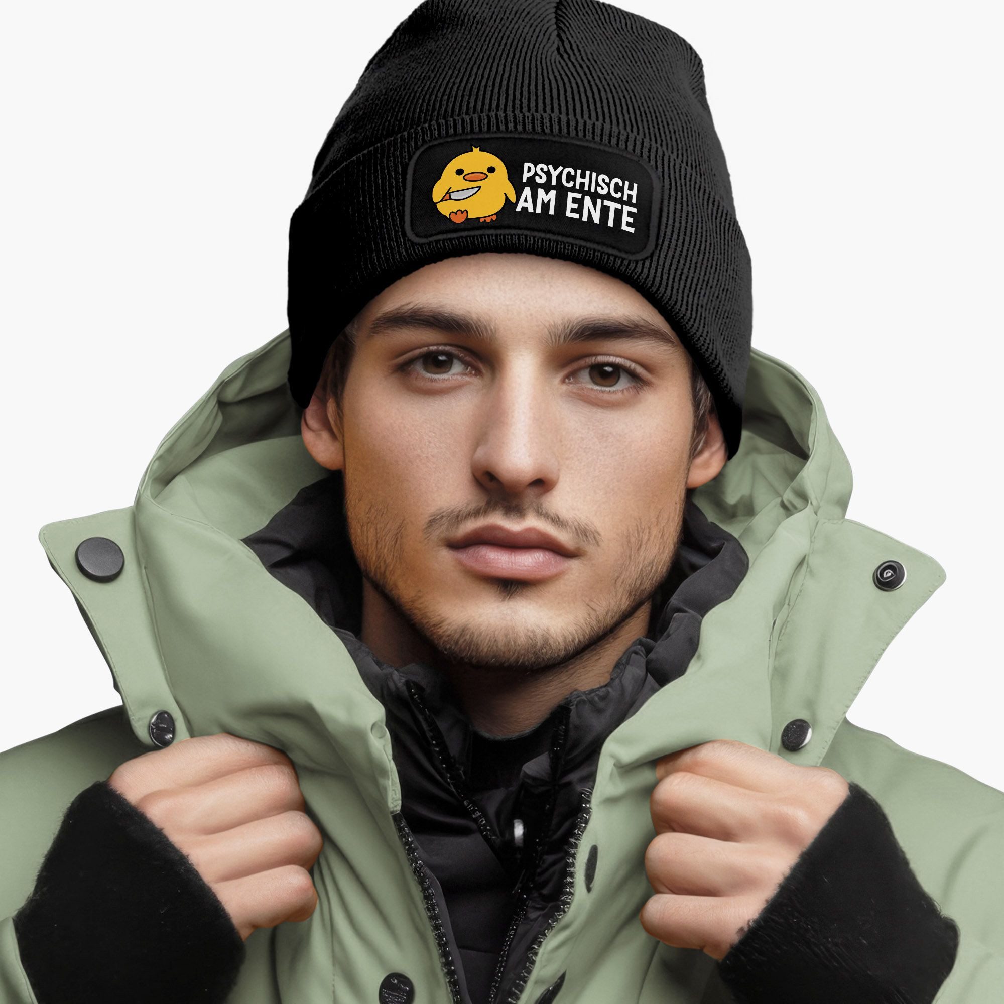 MoonWorks Strickmütze Herren Beanie mit Patch günstig online kaufen