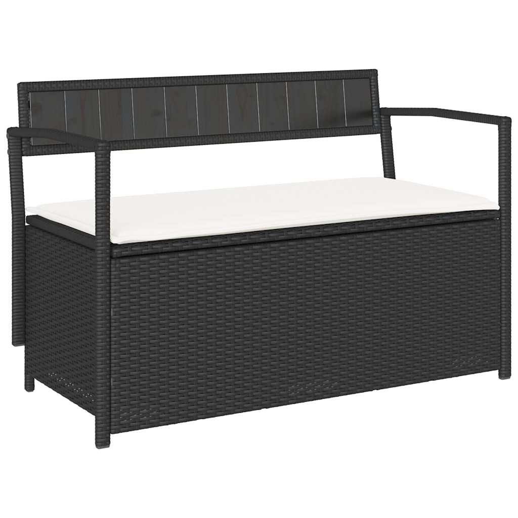 vidaXL Gartenbank Gartenbank mit Stauraum und Kissen Schwarz Poly Rattan (1-St)