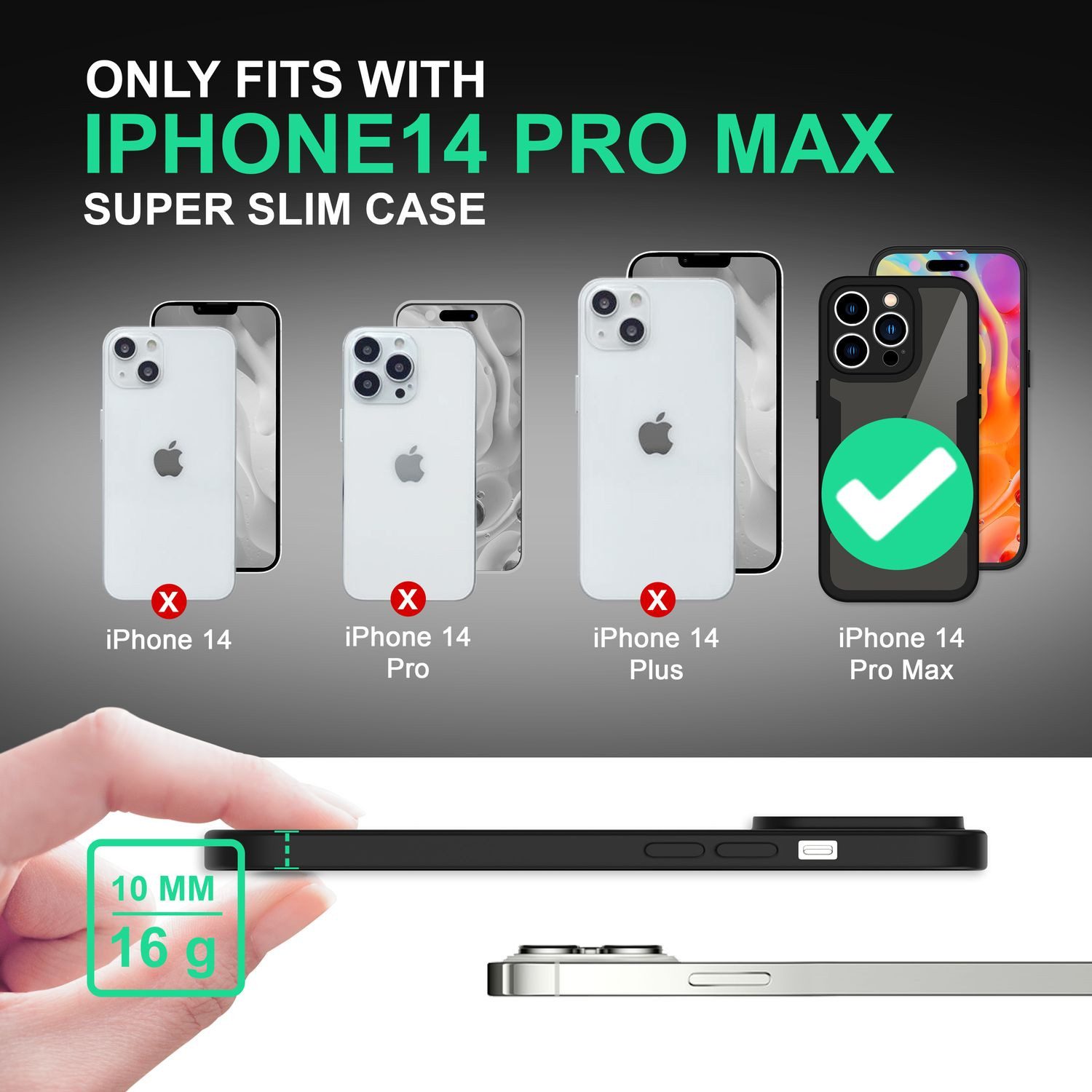 Nalia Smartphone-Hülle Apple iPhone 14 Pro Max 17 cm (6,7 Zoll), Klare 360 Grad Hülle / Rundumschutz / Hybrid Case / Schutzrahmen Matt – Bild 4 von 5