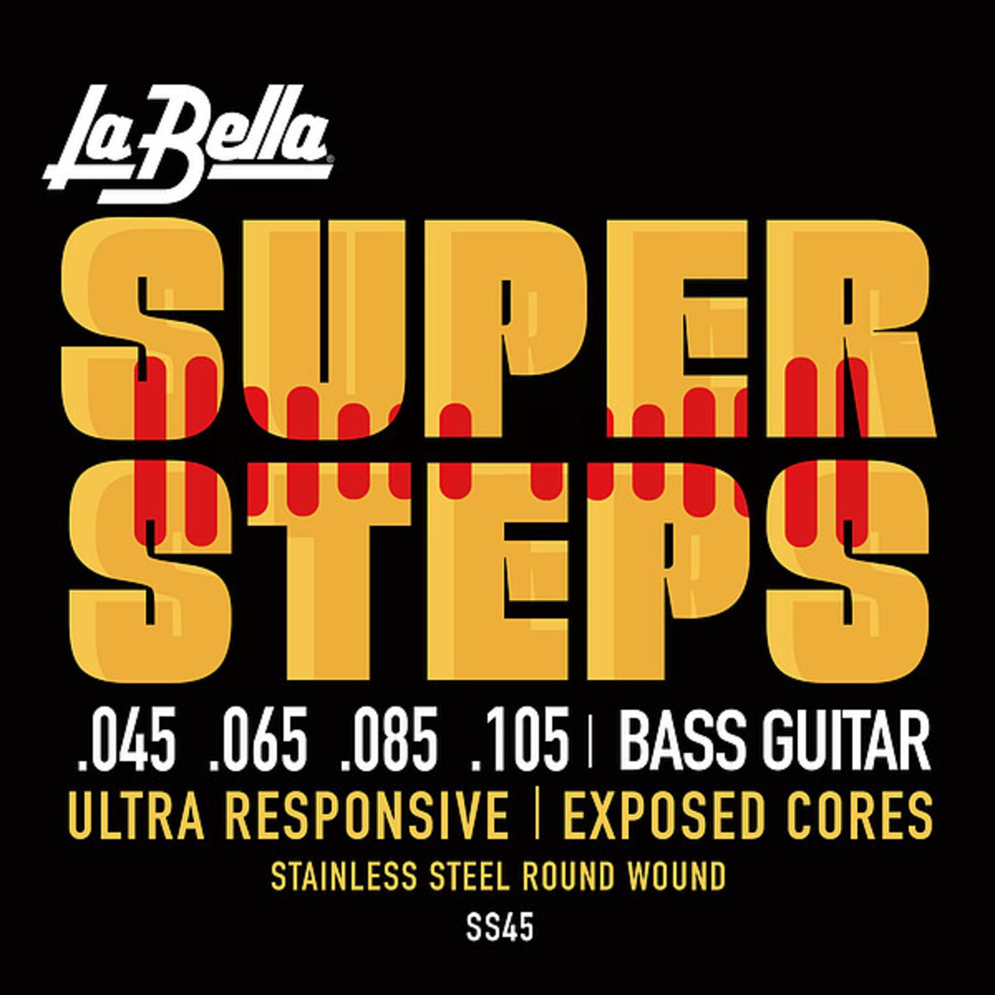 La Bella Saiten, (SS45 Bass Saiten 45-105 Super Steps), SS45 Bass Saiten 45-105 Super Steps - Saitensatz für 4-Saiter E-Bass
