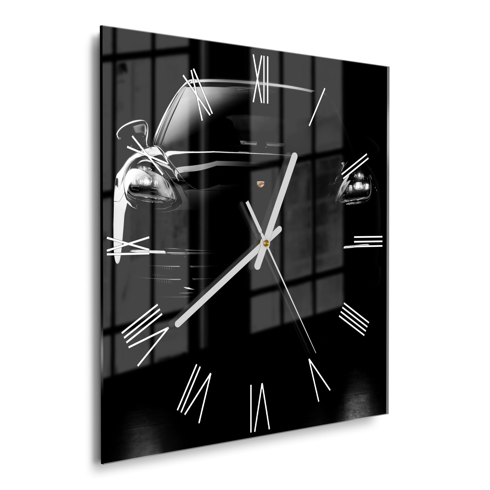 DEQORI Wanduhr 'Porsche Panamera Front' (Glas Glasuhr modern Wand Uhr Desig günstig online kaufen