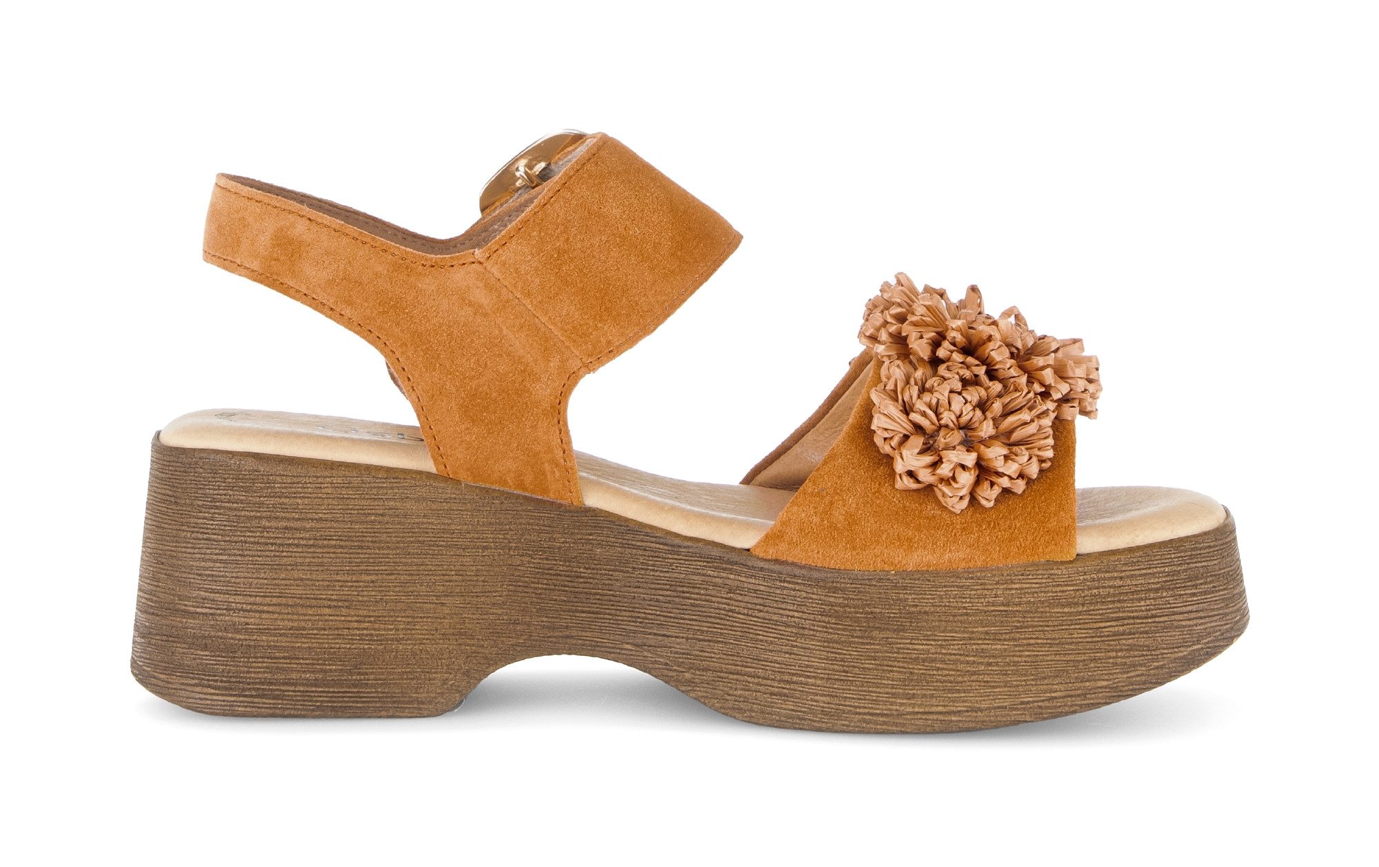 Gabor Sandalette, Sommmerschuh mit Plateau und Absatz in Holzoptik