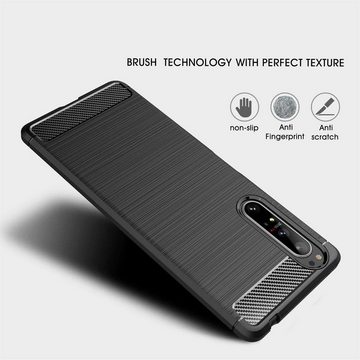 CoolGadget Handyhülle Carbon Handy Hülle für Sony Xperia 10 III 6 Zoll, robuste Telefonhülle Case Schutzhülle für Sony 10 III 2021 Hülle