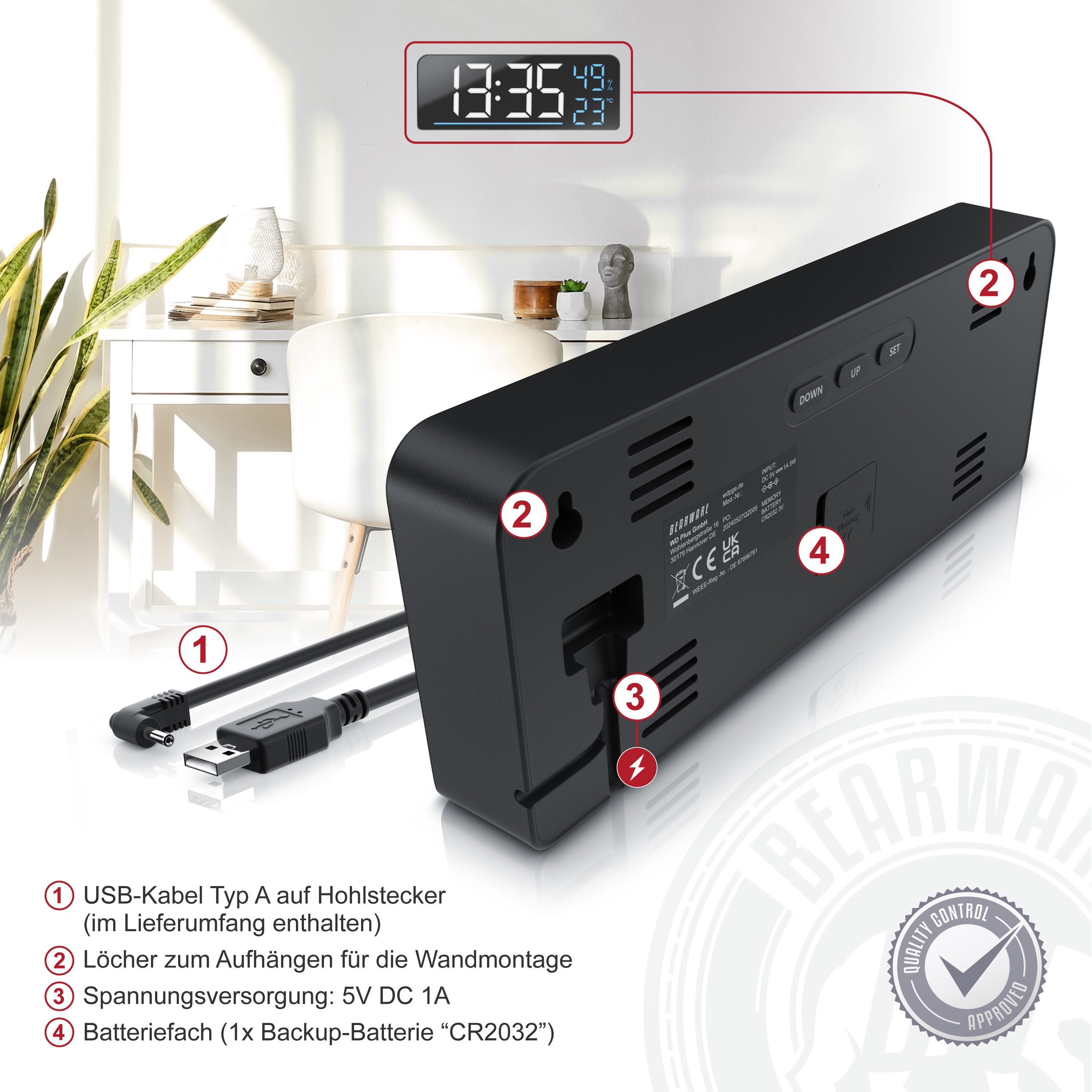 BEARWARE Wecker Digitaler LED Wecker 9,5 günstig online kaufen