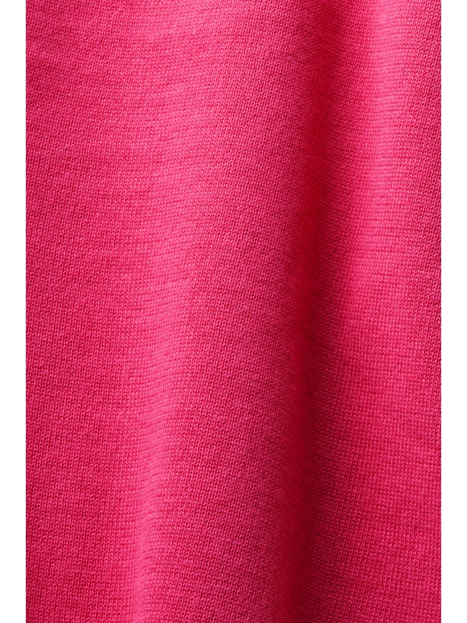 V-Ausschnitt Esprit PINK Baumwoll-Cardigan (1-tlg) Strickjacke mit FUCHSIA