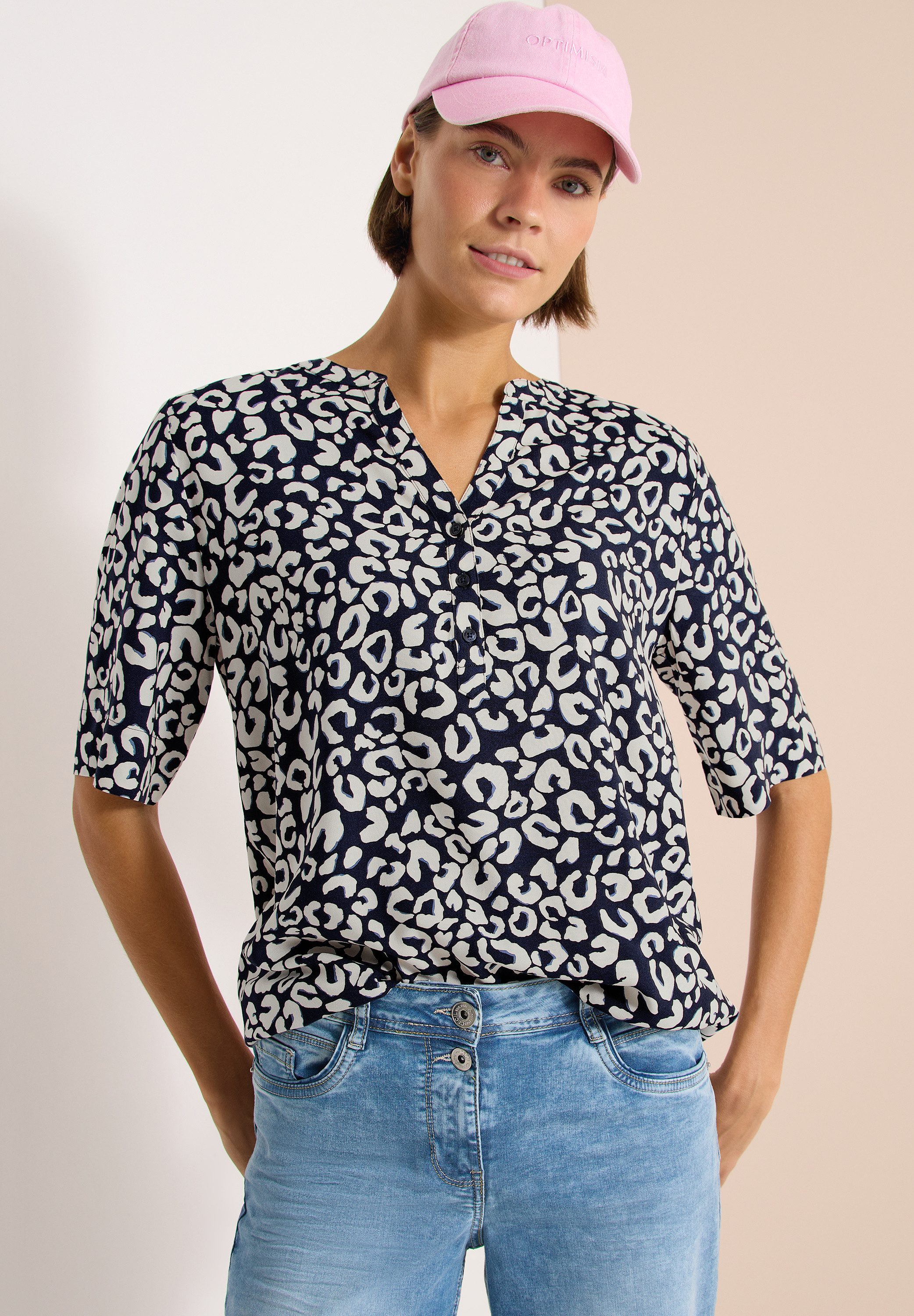 CECIL Druckbluse Sommerbluse mit Leo-Muster