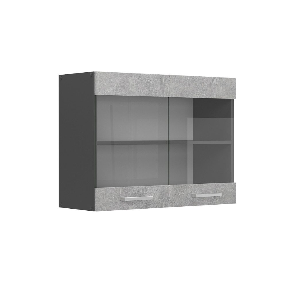 Vicco Glashängeschrank R-Line, Beton/Anthrazit, 80 cm günstig online kaufen