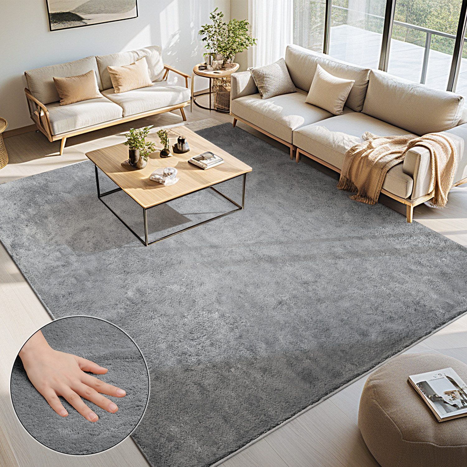 Teppich Wohnzimmerteppich Einfarbiges Design