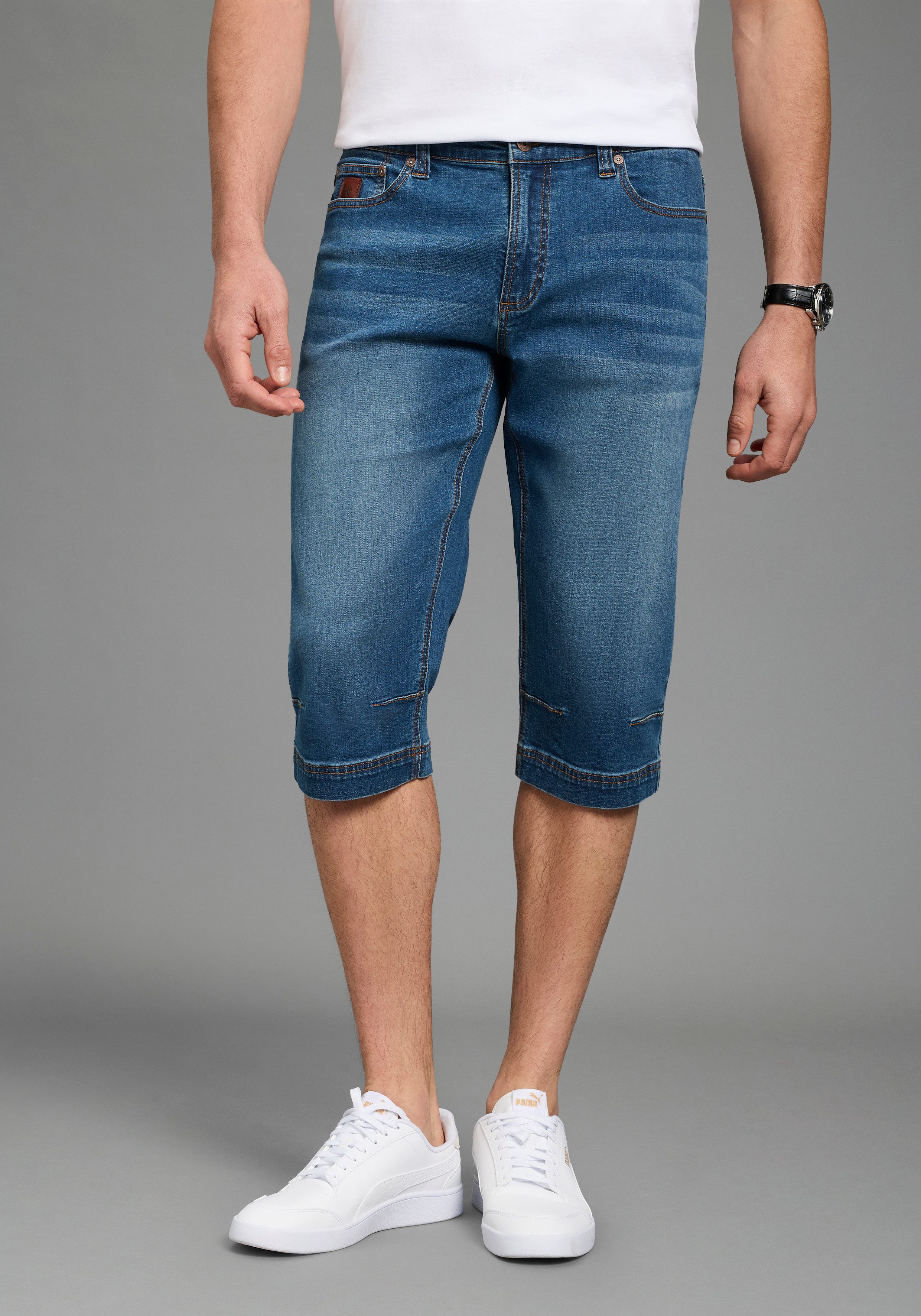 Bruno Banani Jeansbermudas Hutch-Bermuda Straight-Fit, normale Leibhöhe, aus elastischem Denim-Material