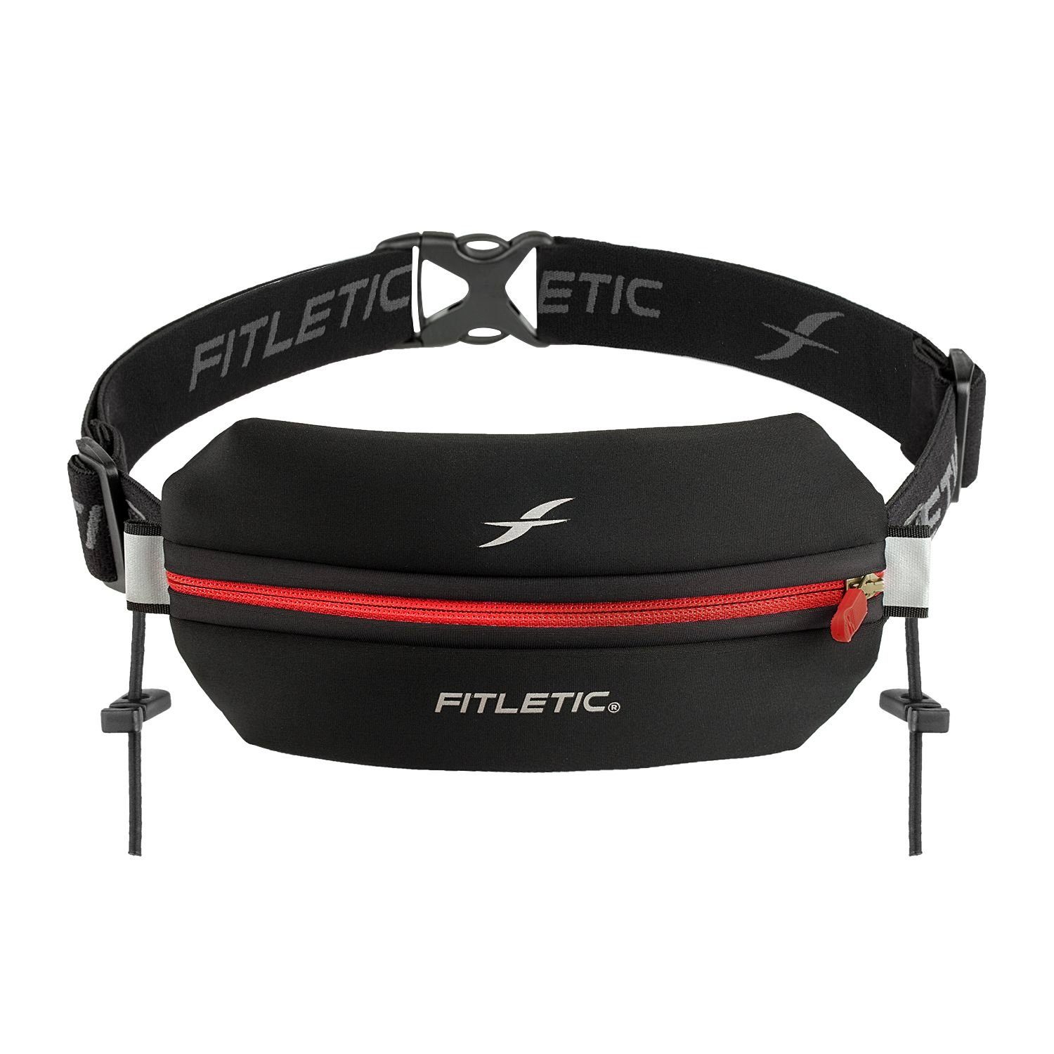 für Fitletic Fitletic Sportgürtel, Laufausrüstung Premium "Neo Laufgürtel Schwarz 1" /Rot Handy, Fitnessgürtel - Laufgürtel