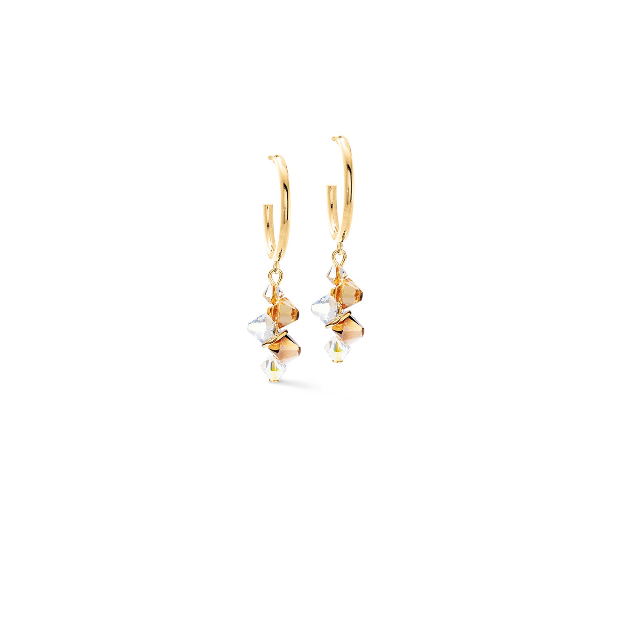 COEUR DE LION Paar Creolen Schmuck Geschenk Edelstahl Dancing Crystals Würfelkette, Made in Germany - mit Swarovski® Kristall