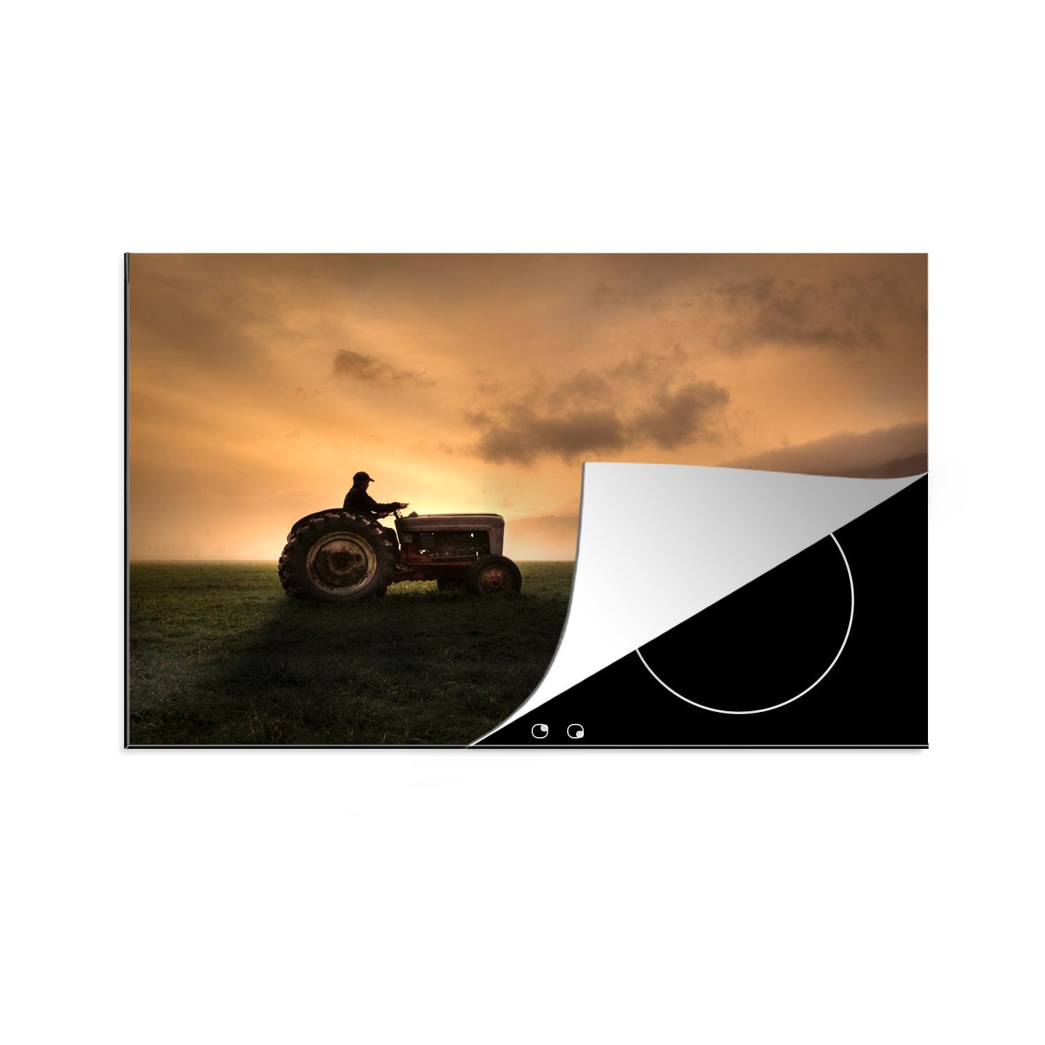 MuchoWow Herdblende-/Abdeckplatte Traktor die küche, Vinyl, 81x52 Ceranfeldabdeckung tlg), für Landwirt (1 - Nebel, - cm, Induktionskochfeld Schutz