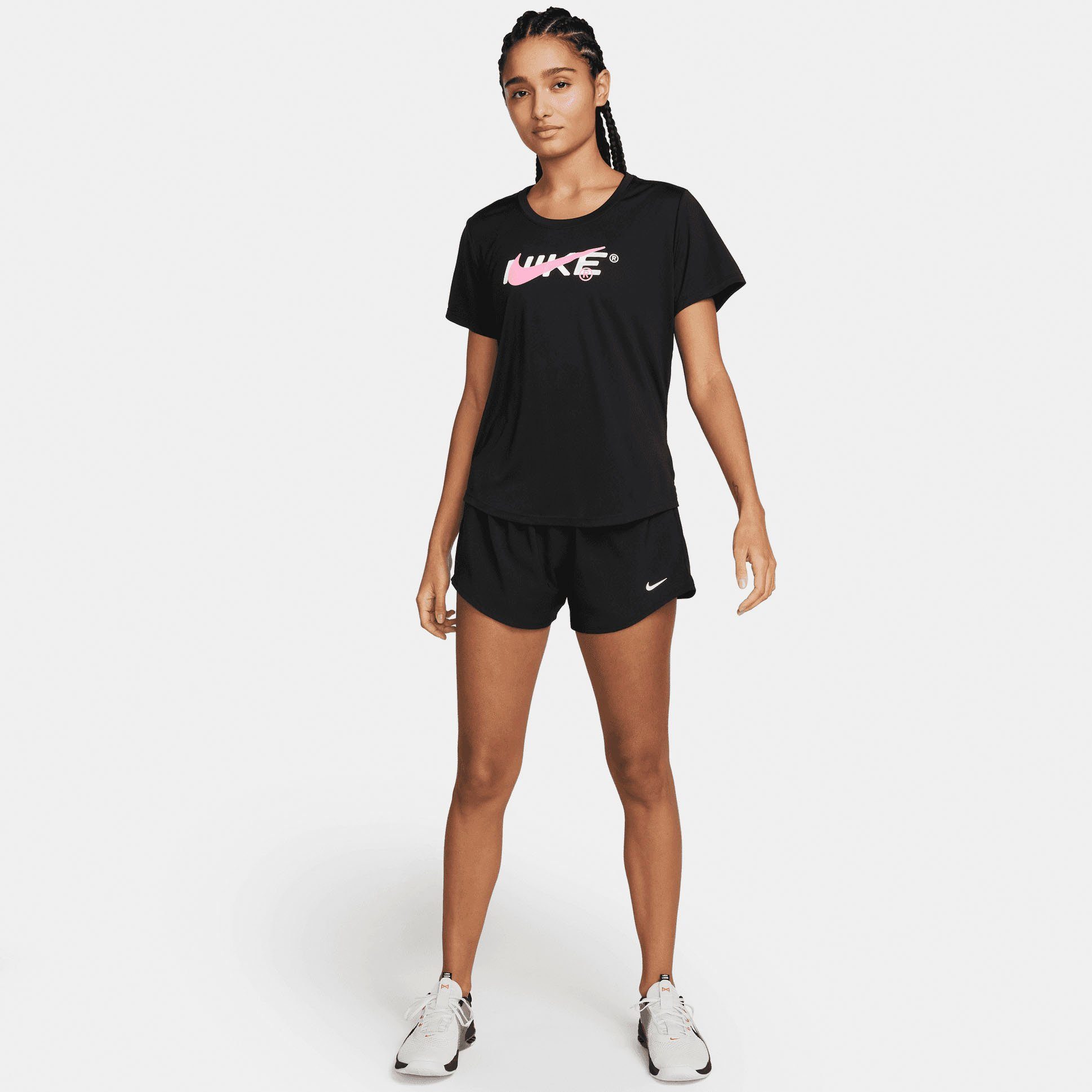 ONE Nike BLACK/REFLECTIVE DRI-FIT BRIEF-LINED SHORTS Trainingsshorts MID-RISE WOMEN'S SILV