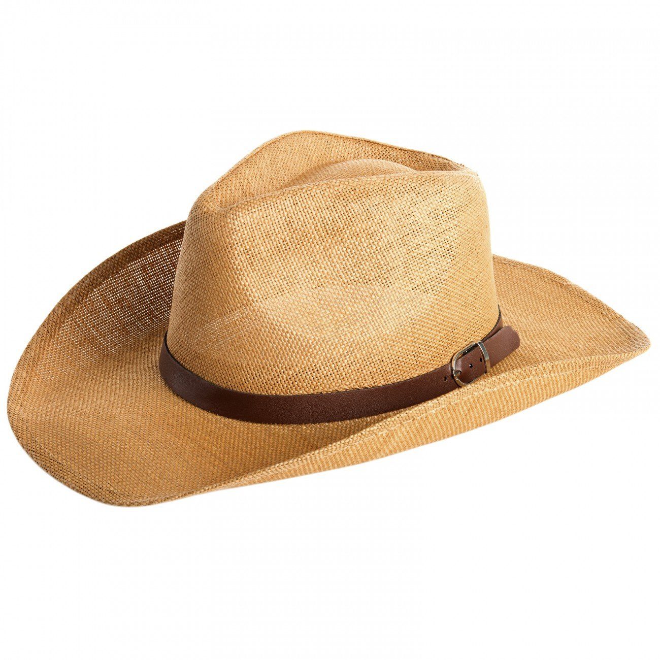 Herren Caspar HT009 Cowboy Gürtelband camel braunem mit Cowboyhut Hut