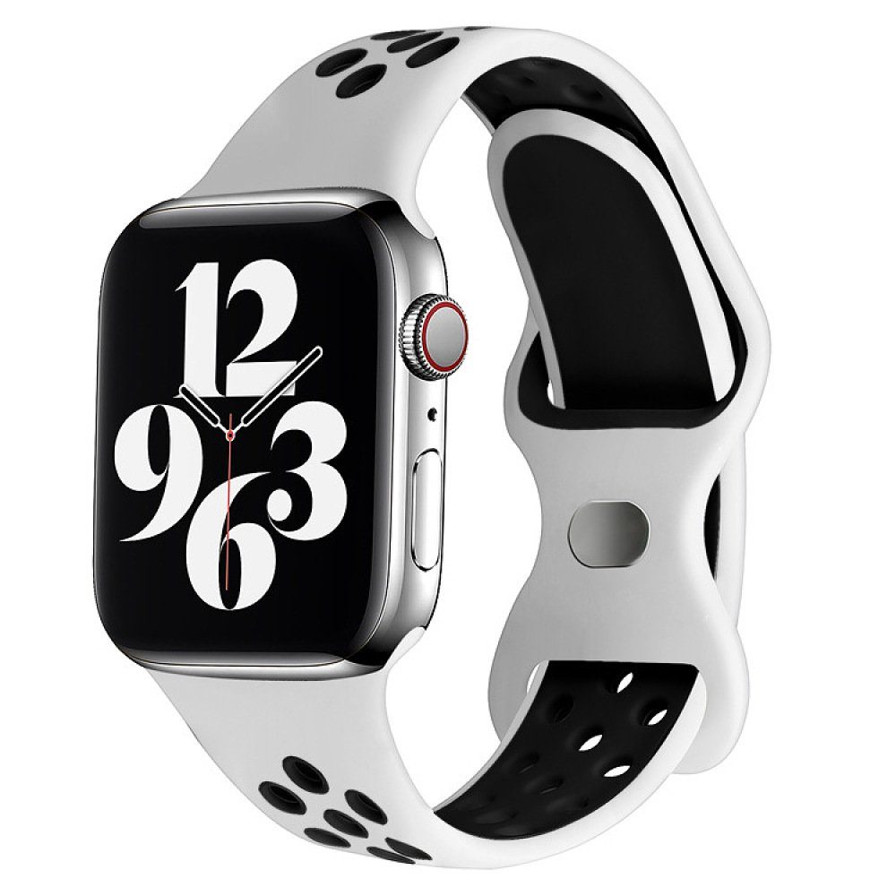 GelldG Smartwatch-Armband Sport Armband Kompatibel mit Apple Watch Armband Atmungsaktiv Silikon weiß+schwarz