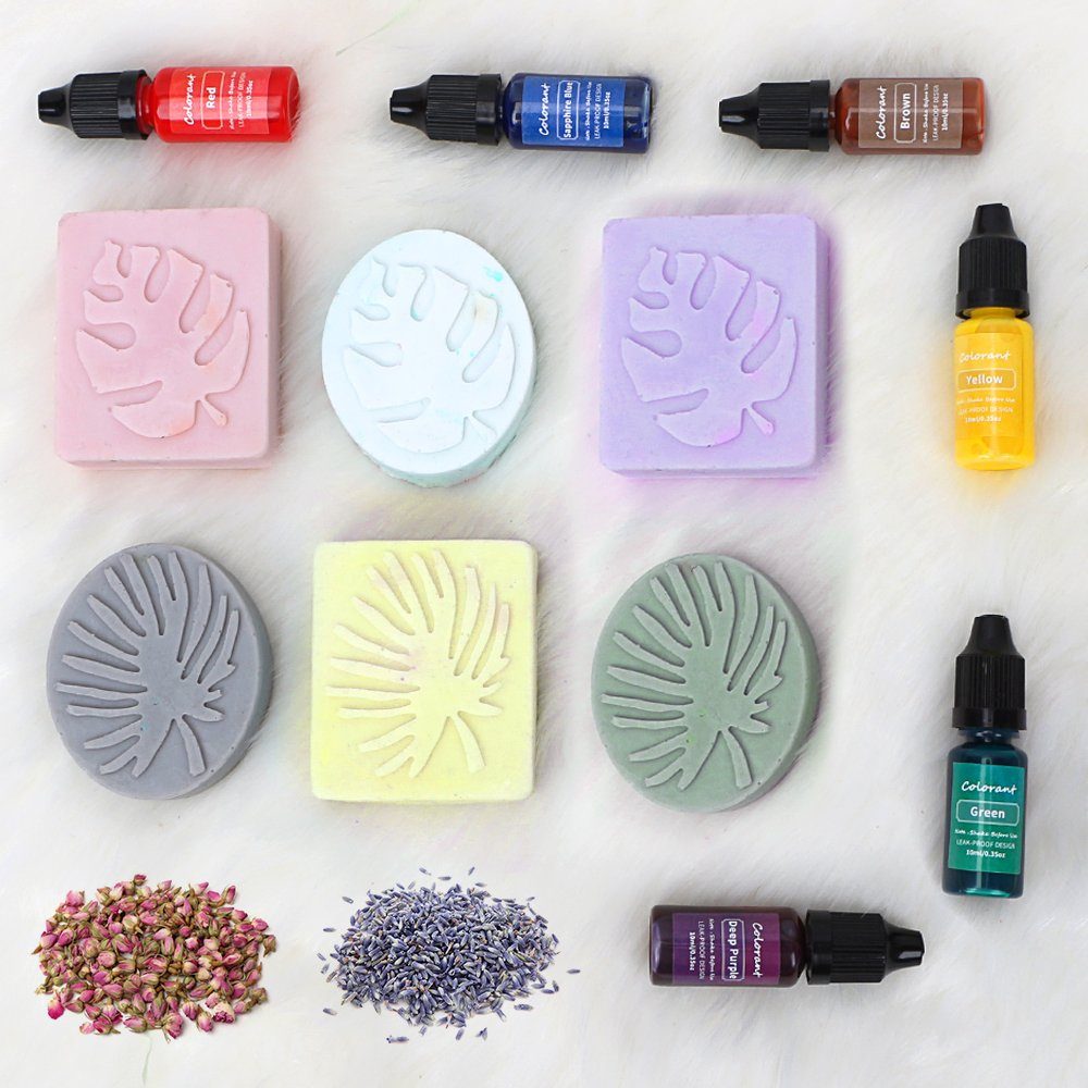OSTWOLKE Seifen-Set Seifen Silikonform Set DIY Seifen selber Machen Set, 1-tlg., Starterkit mit Seifenbasis, Silikonform, 6 ätherische Ole & 6 Farben
