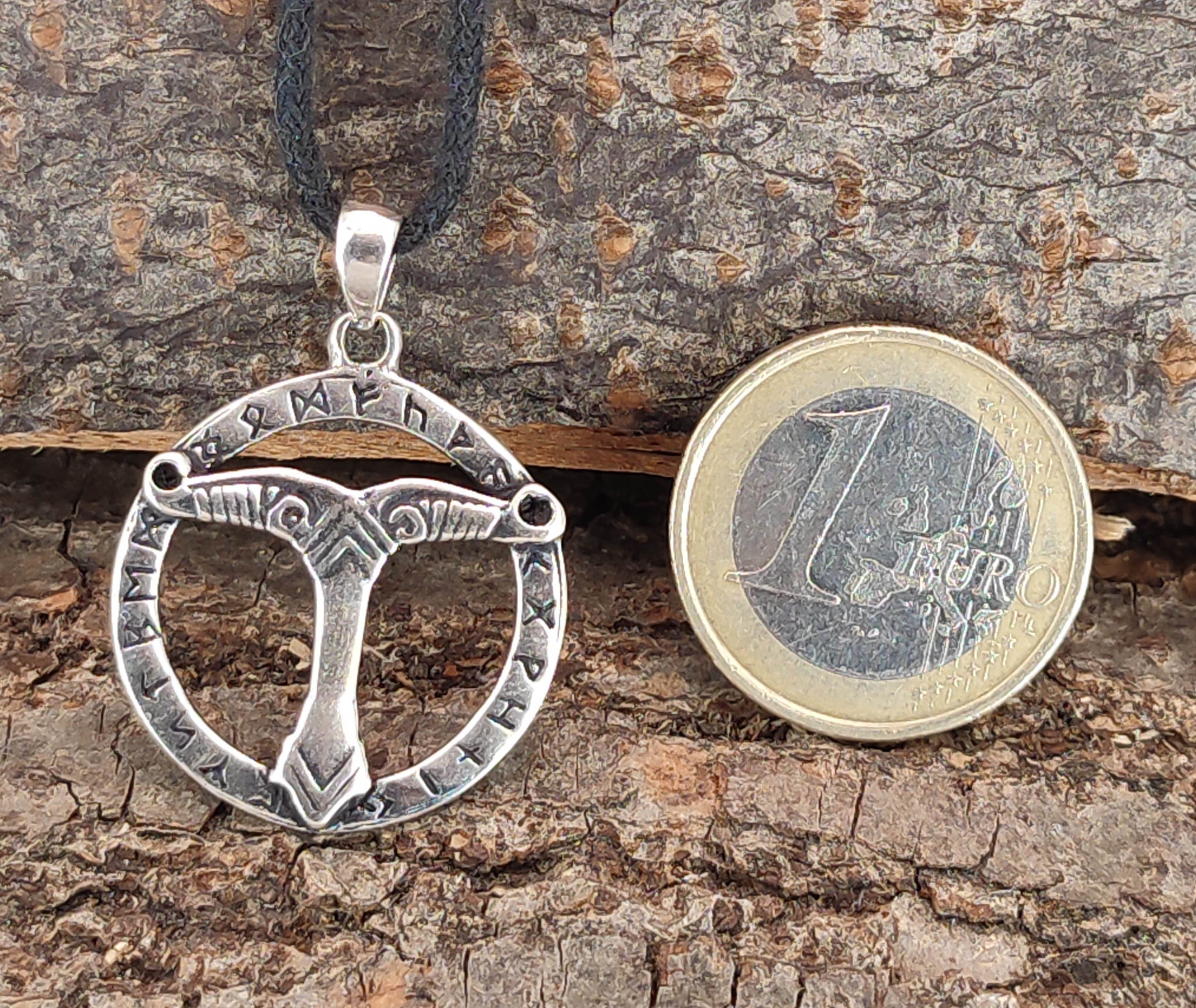 Leather Anhänger Irmensäule 925 mit Kettenanhänger Silber of Irminsul Runen Kiss