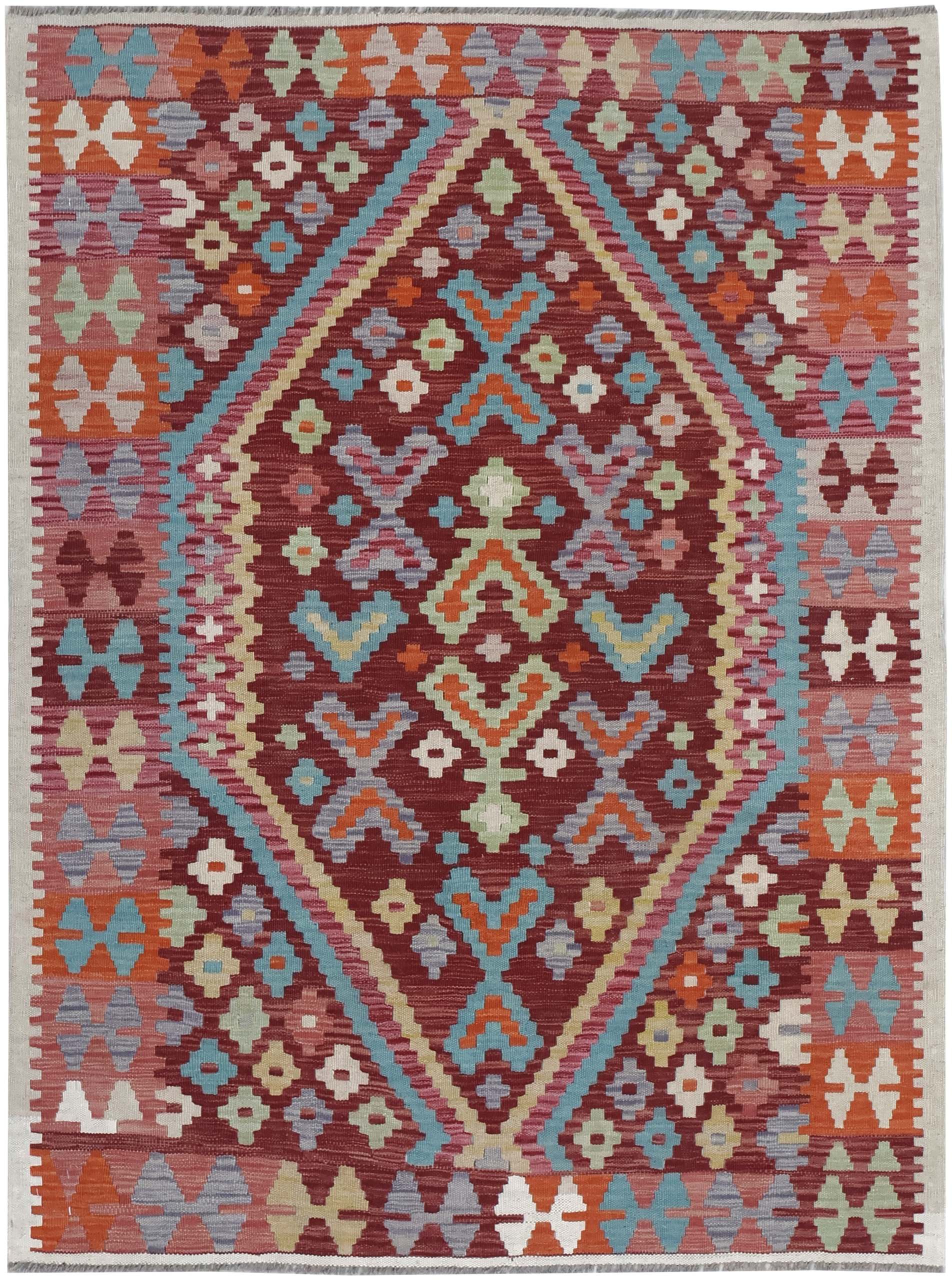 CABBEL Orientteppich 172x128 cm Kilim Multicolor Kelim Teppich Schurwolle Handgewebt Unikat, rechteckig, Höhe: 4 mm, 100% Schurwolle – weich und pflegeleicht