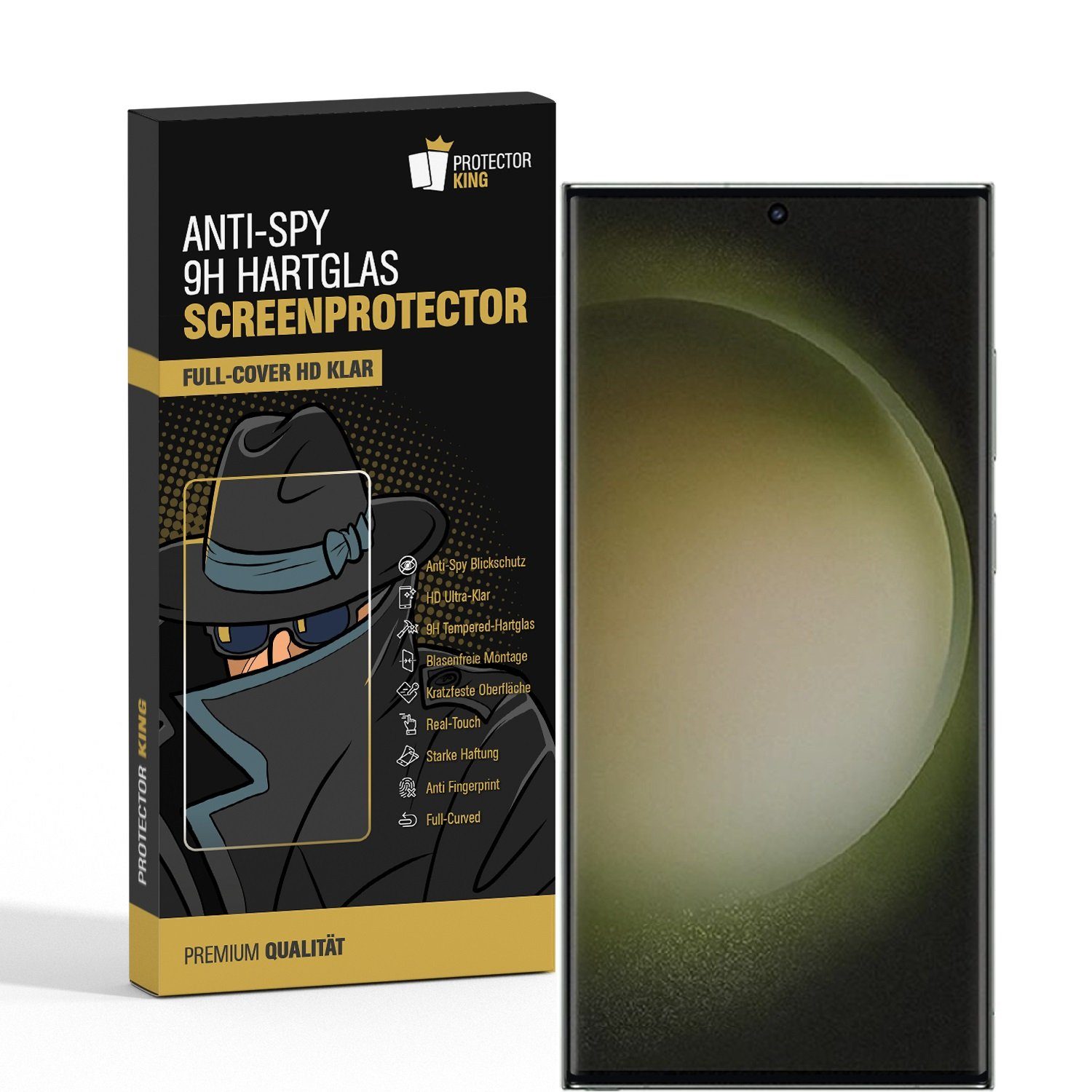 Protectorking Schutzfolie 2x Blickschutz 9H Panzerhartglas für Samsung Galaxy S23 Ultra FULL, (2-Stück), Displayschutz, Schutzglas ANTI-SPY PRIVACY BLICKSCHUTZ 9H Härte