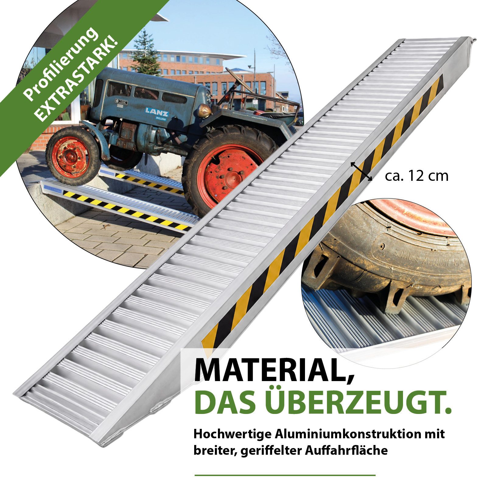 TRUTZHOLM Auffahrrampe Schwerlastrampe Traglast 1900 kg Länge 212 cm Alu Verladerampe PKW (1-St), Für Kettenfahrzeuge, PKW, Minibagger geeignet – Bild 2 von 5