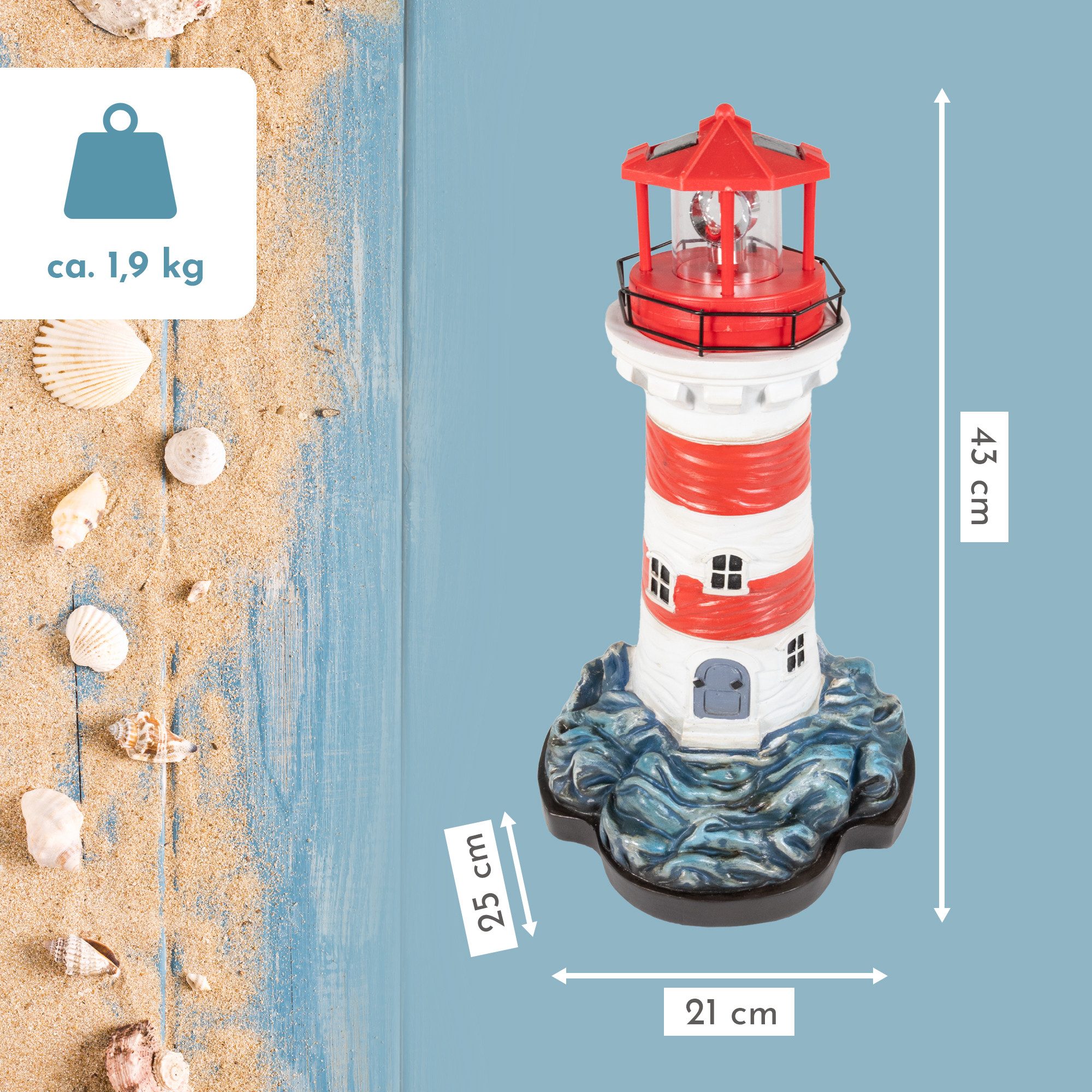 Lemodo LED-Dekofigur Leuchtturm mit rotierendem LED-Leuchtfeuer günstig online kaufen
