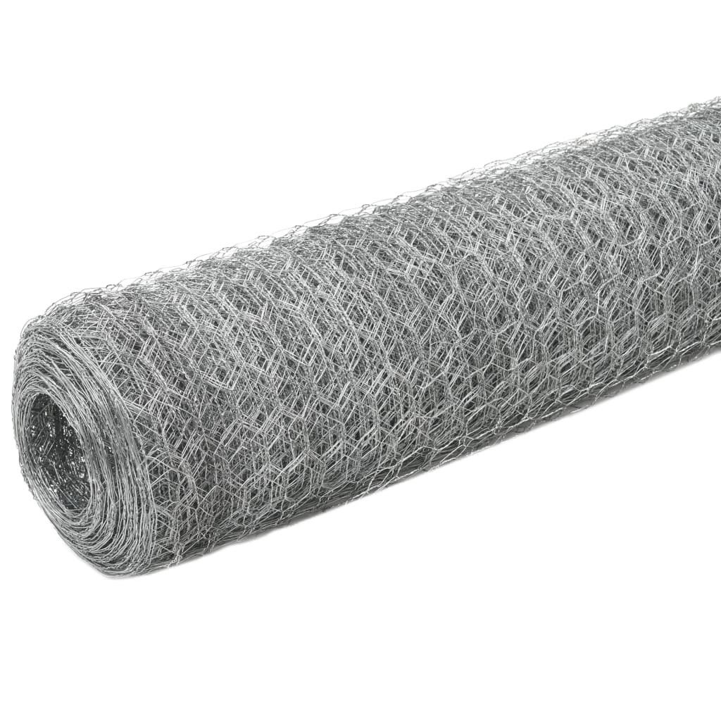 vidaXL Gartenzaun Drahtzaun Verzinkter Stahl 25x1,2 m Silbern, (1-St)