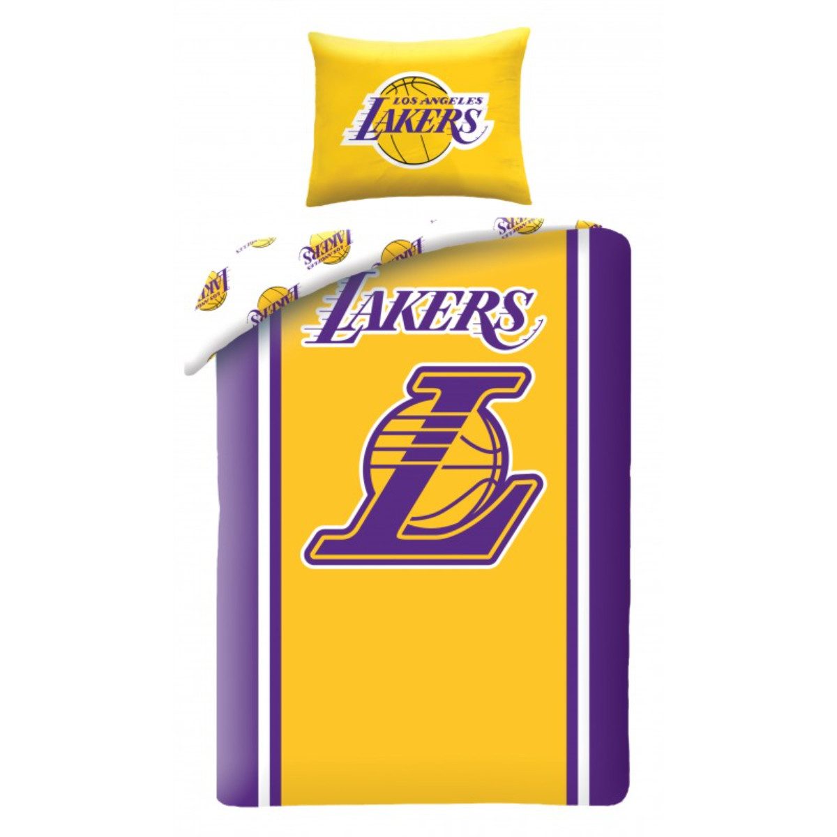 Los Angeles Lakers Bettwäsche 2 teilig Mikrofaser 140 × 200 cm Basketball Bettbezug mit Kissenbezug, Mikrofaser