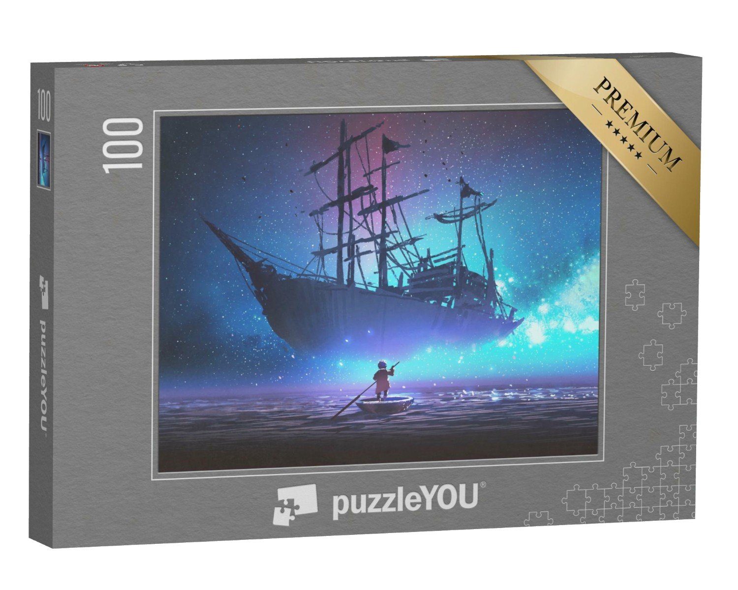 puzzleYOU Puzzle Kleiner Junge rudert ein Boot, Illustration, 100 Puzzleteile, puzzleYOU-Kollektionen Kunst & Fantasy