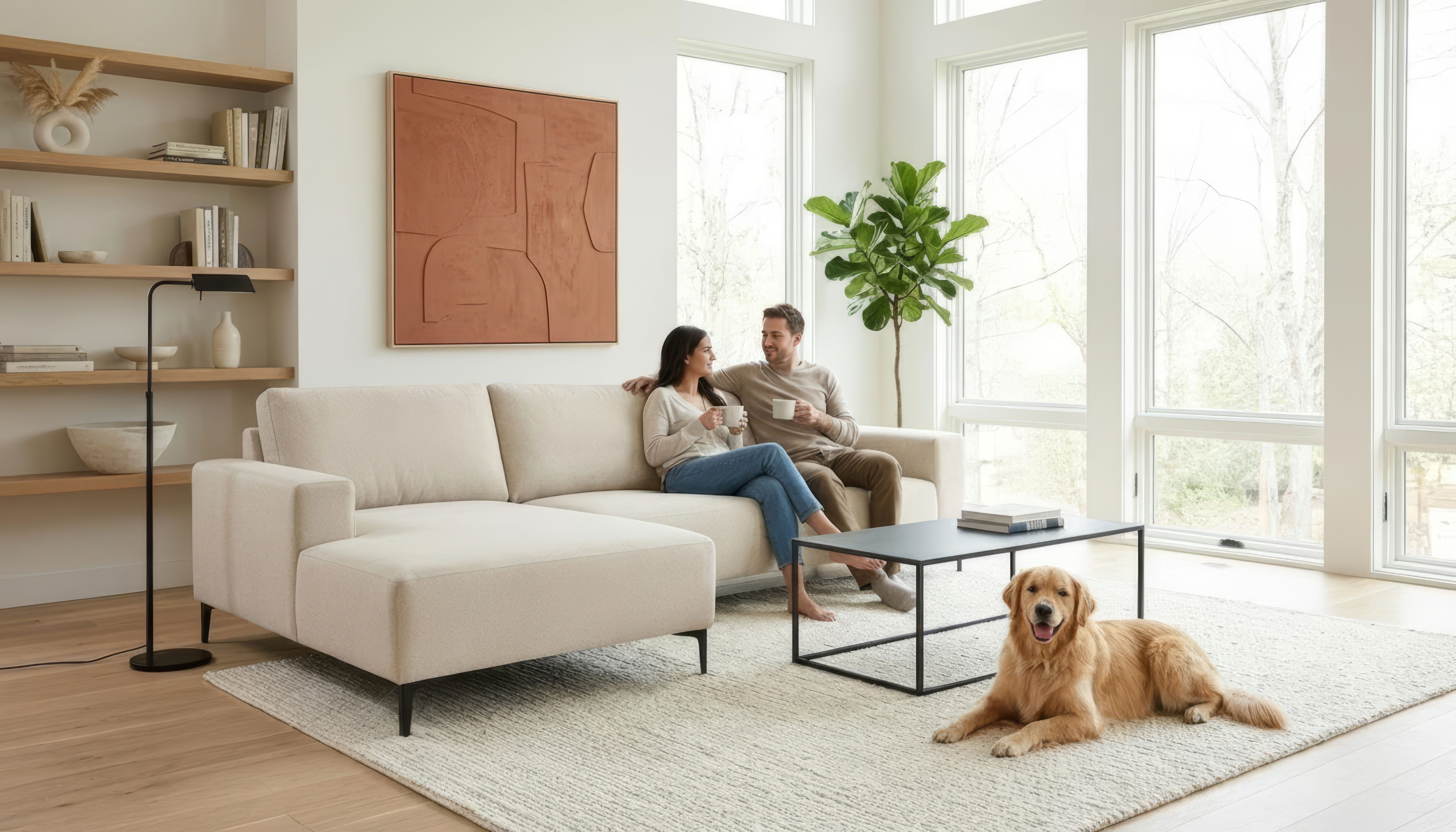 Home affaire Ecksofa Tournon, L-Form, Breite 262 cm, Webstoff, Chenille, Designsofa im nordischen Stil, Wellenunterfederung, Metallfüße