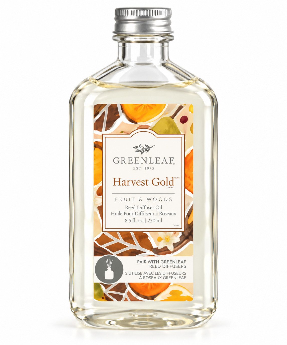 Greenleaf Raumduft Harvest Gold 250 ml (1-St), Reed Diffuser Oil Nachfüller mit Peddigrohr Stäbchen