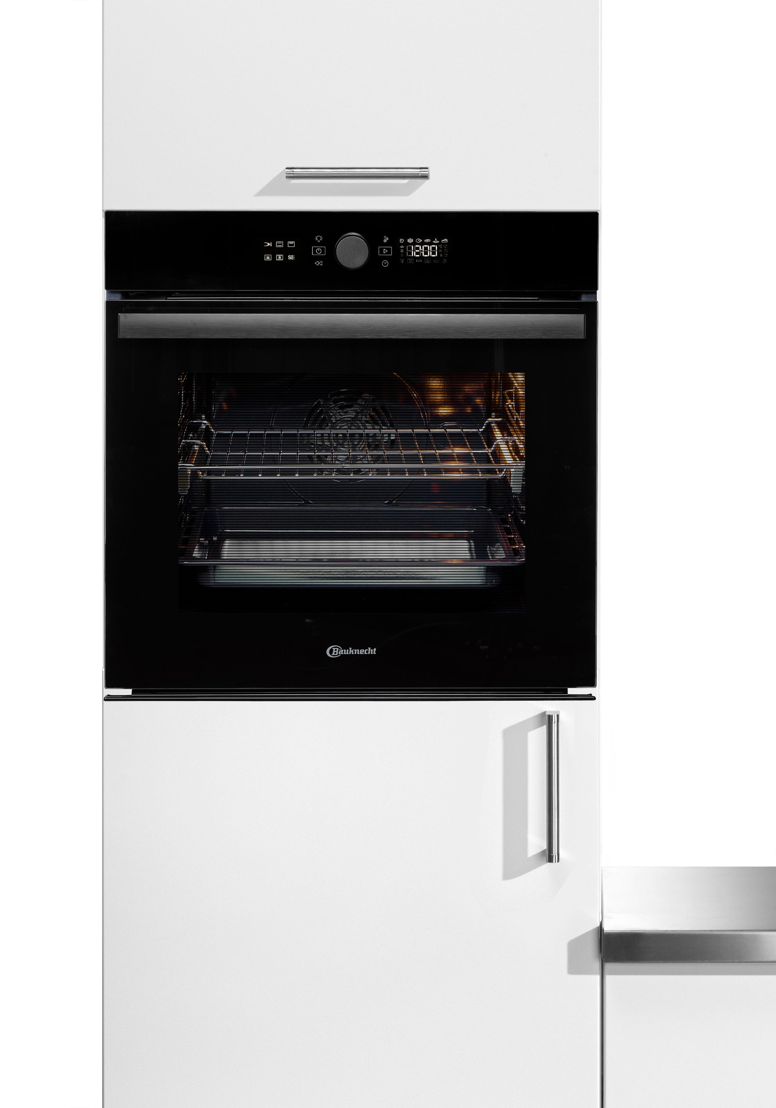 BAUKNECHT Pyrolyse Backofen BBI4S8PM1SK, mit 1-fach-Teleskopauszug, Pyrolyse-Selbstreinigung, 310°C Pizza-Funktion – wie frisch aus dem Steinofen, AirFry-Funktion