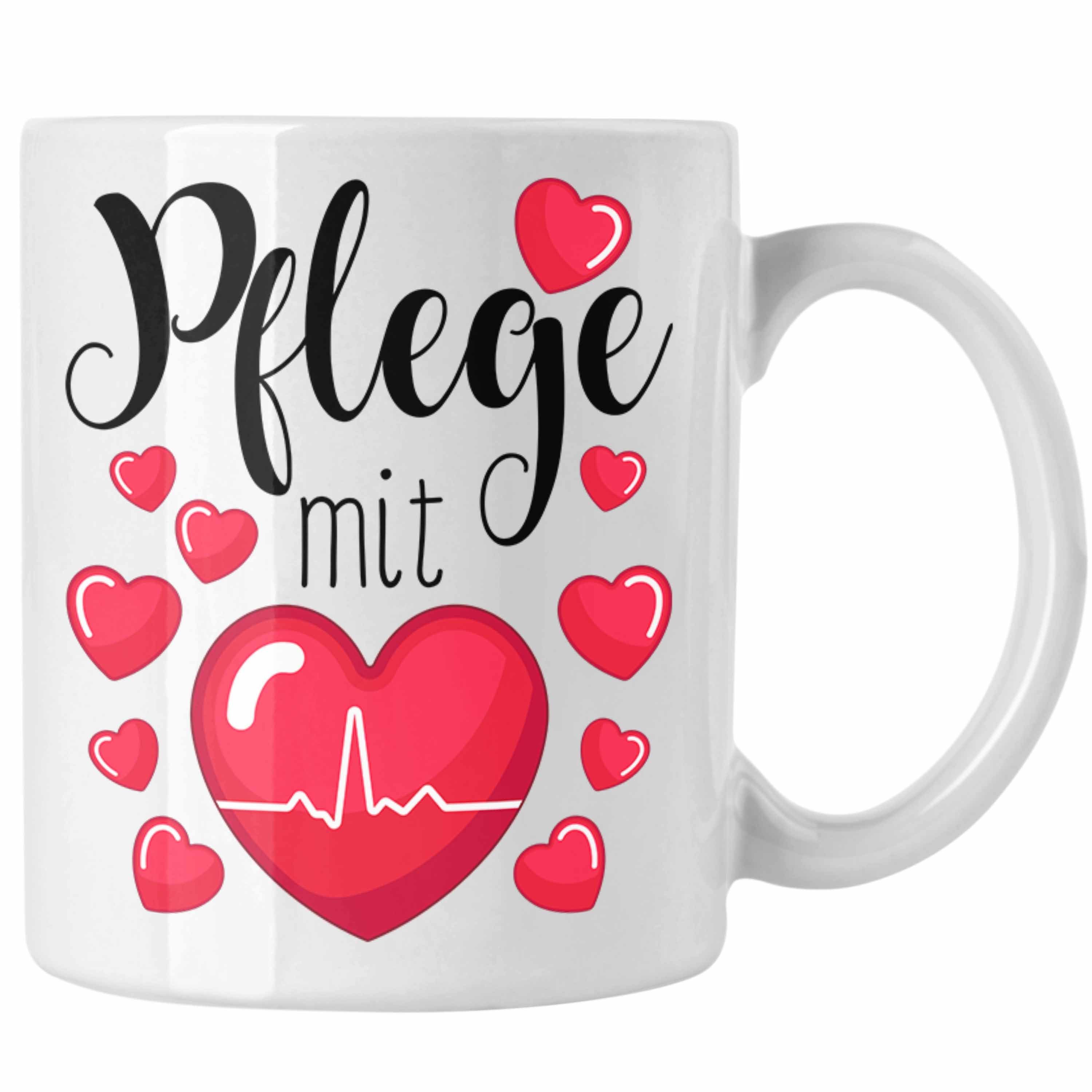 Trendation Tasse Pflege Tasse Geschenk Pflege Mit Herz Altenpflege Krankenpflege Pflege Weiss
