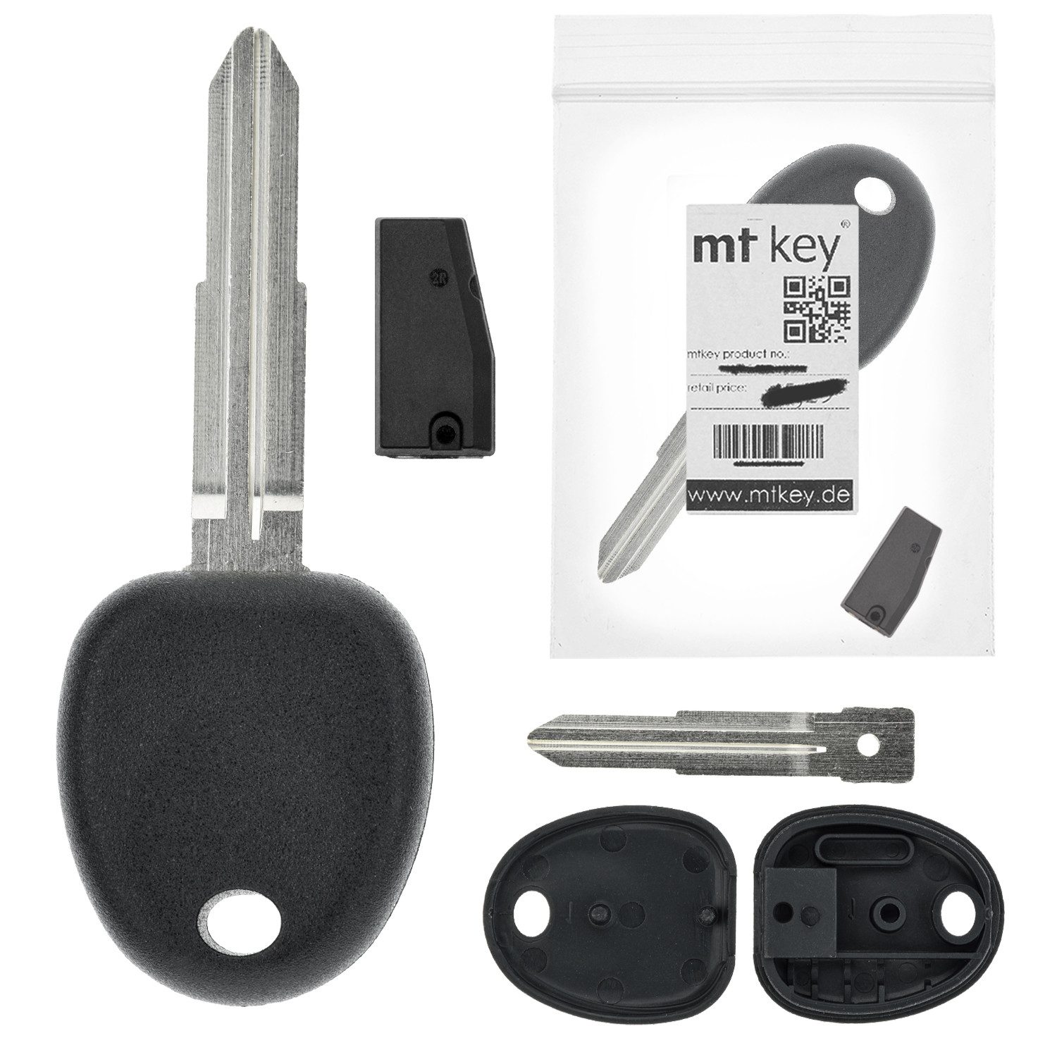 mt-key Schlüsseltasche Auto Zünd Schlüssel Rohling HYN10 + ID46 Transponder (Set), für Hyundai Atos (AB 01); Atos Prime (02-08)