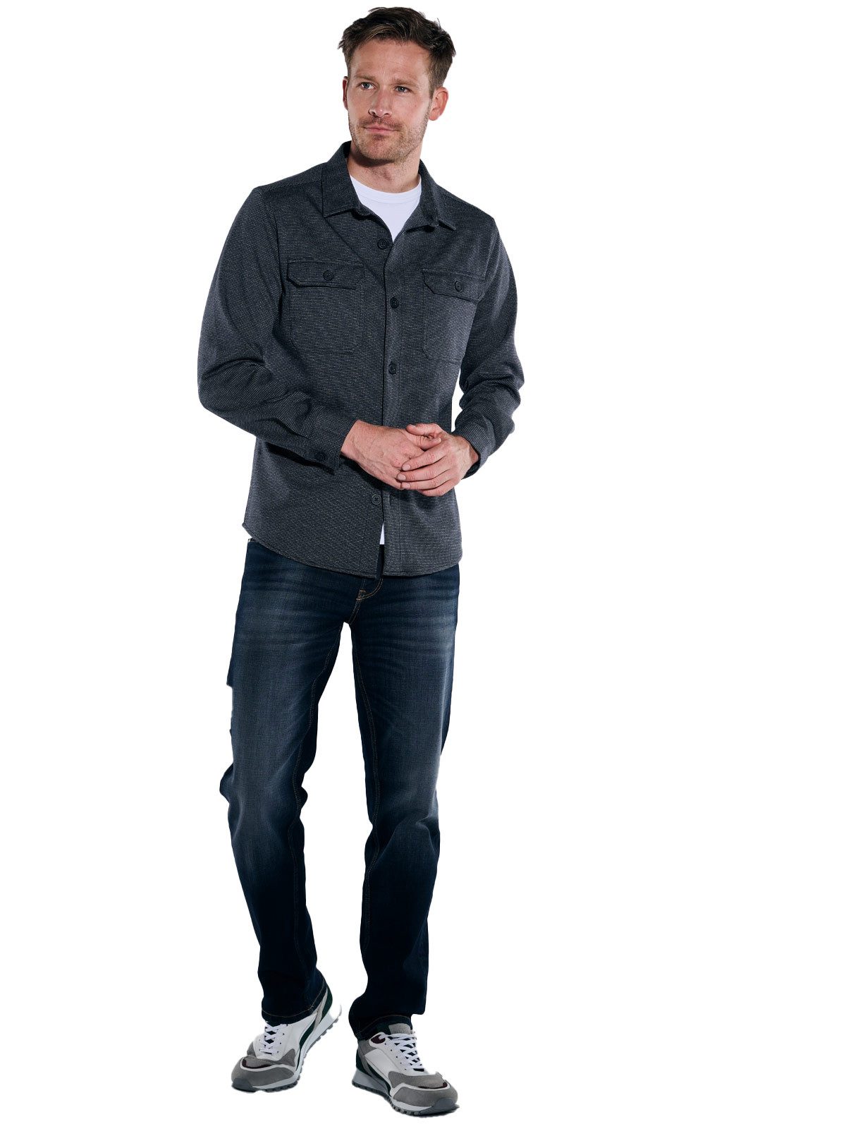 Engbers Langarm-Poloshirt Herren Langarm-Shirt mit Polokragen, Saphirblau