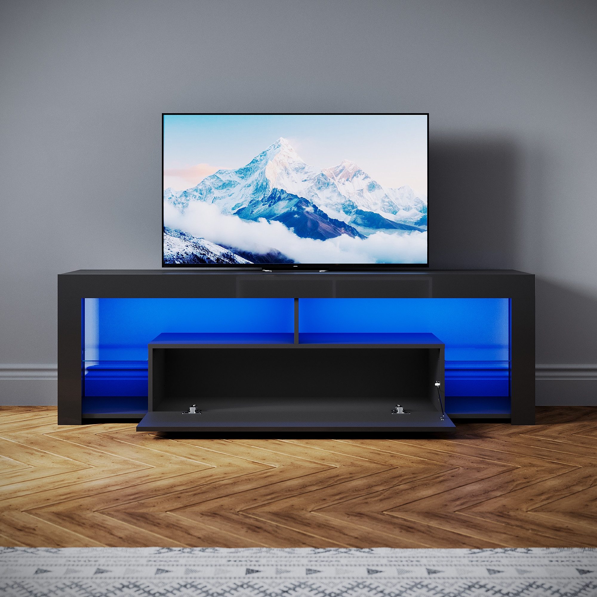 SONNI Lowboard Lowboard 160 cm Breite, Modern in Weiß & Schwarz, LED-Lichte günstig online kaufen