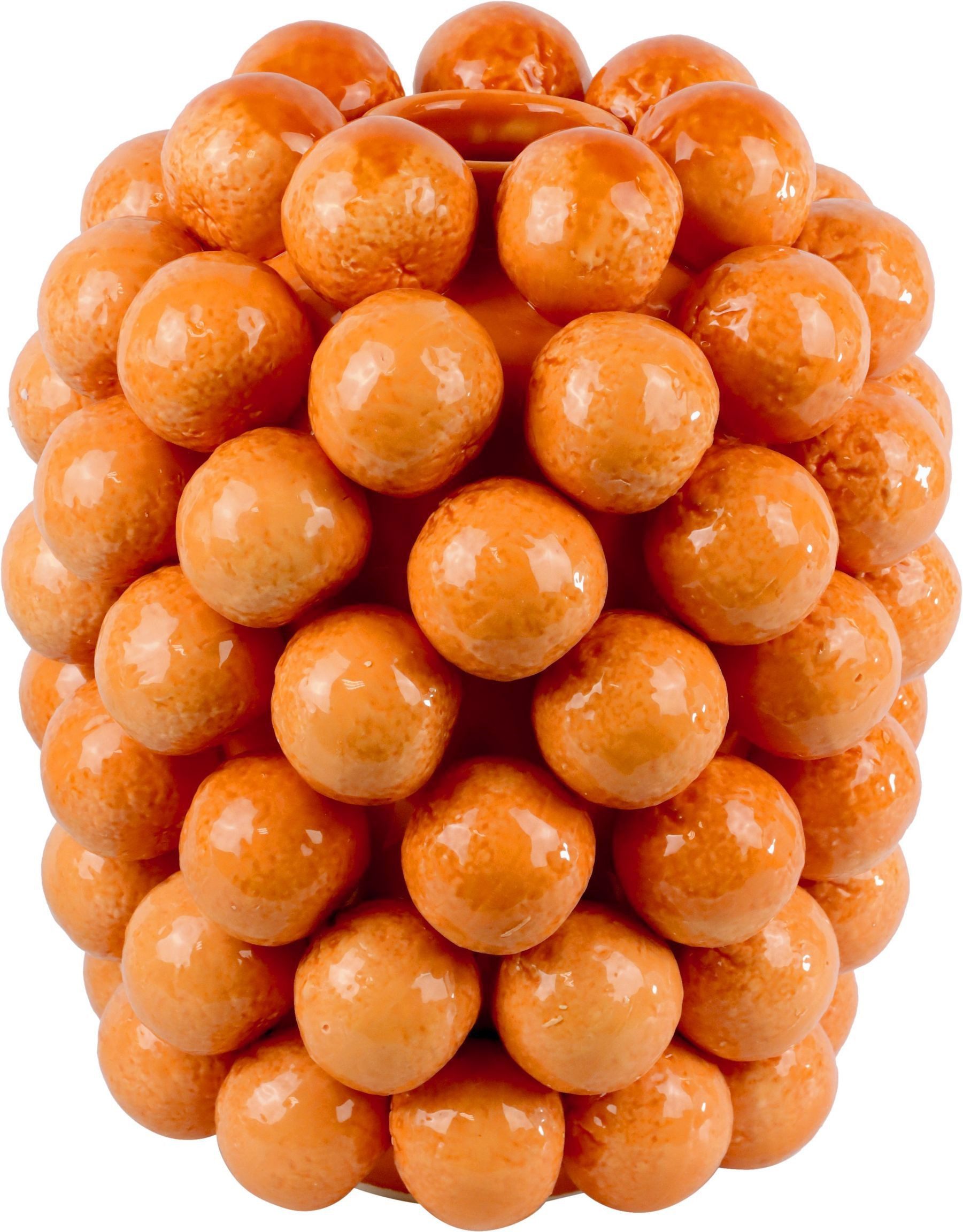 FURNARO Dekovase (1 St), Keramikvase mit detailreichem Orangenrelief in 3D-Optik