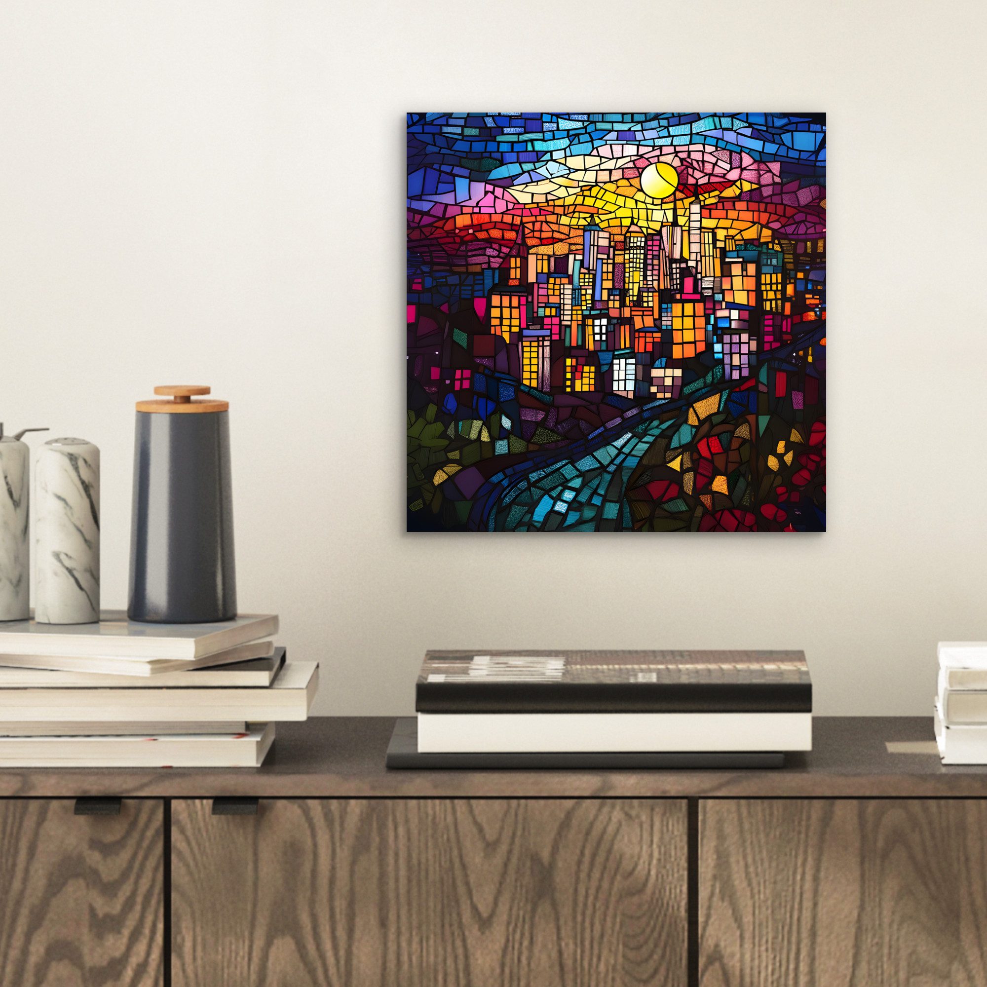 MuchoWow Metallbild Stadt - Mond - günstig online kaufen