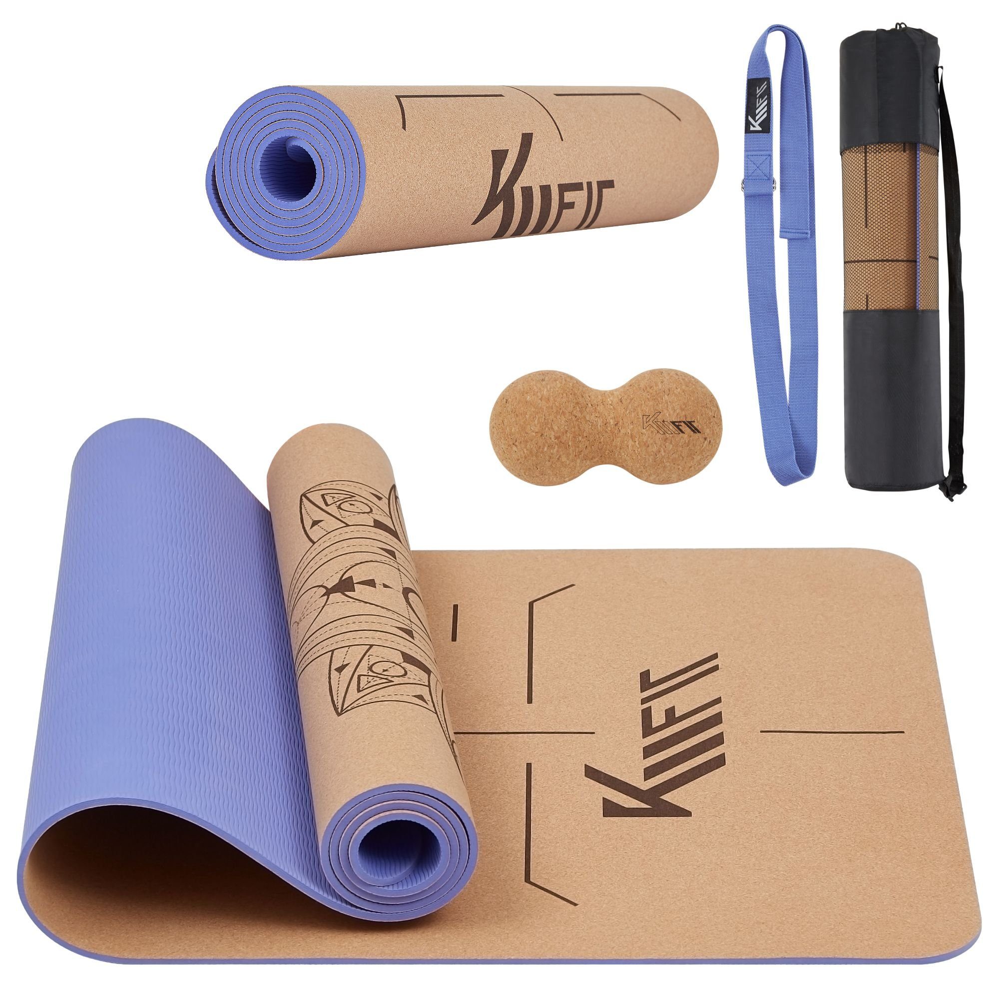 KM - Fit Yogamatte Gymnastikmatte Fitnessmatte Pilates Sportmatte Bodenmatte mit Tasche (Set)