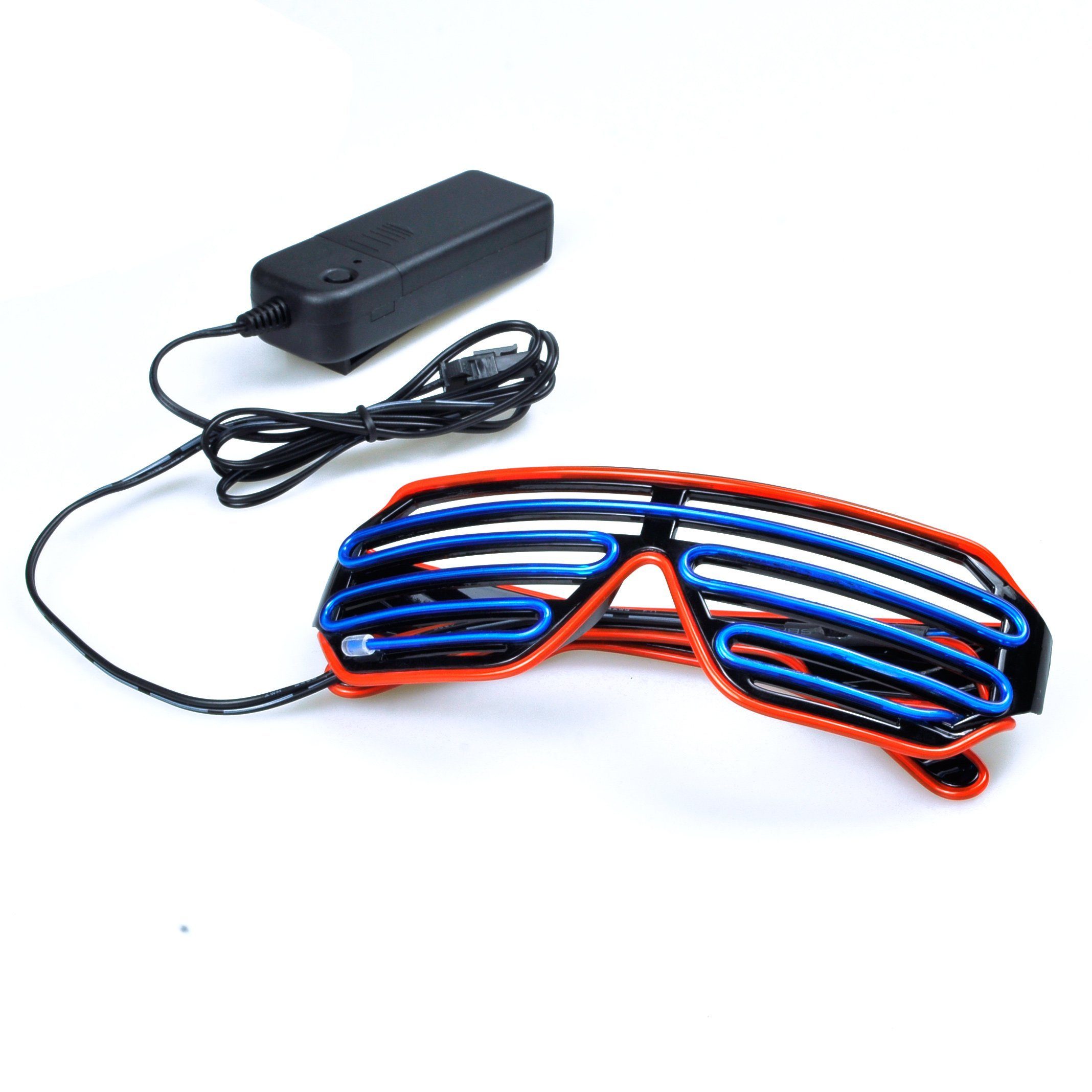 GelldG Brille LED Leuchtbrille, Leuchten, Roter Party Brille, Brille, Neon Sonnenbrille Spiegel Rahmen/Eisblauer