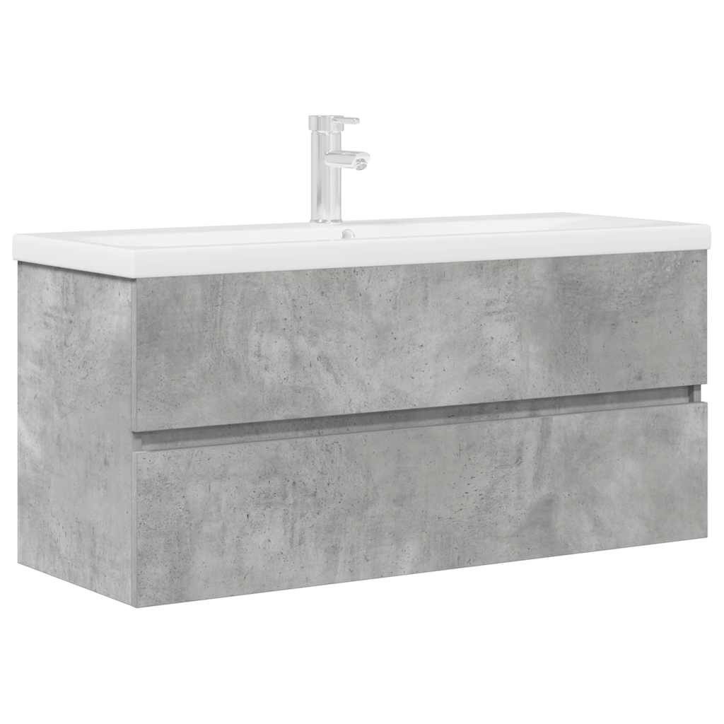 vidaXL Badezimmer-Set 2-tlg. Badmöbel-Set Betongrau Holzwerkstoff, (1-St)