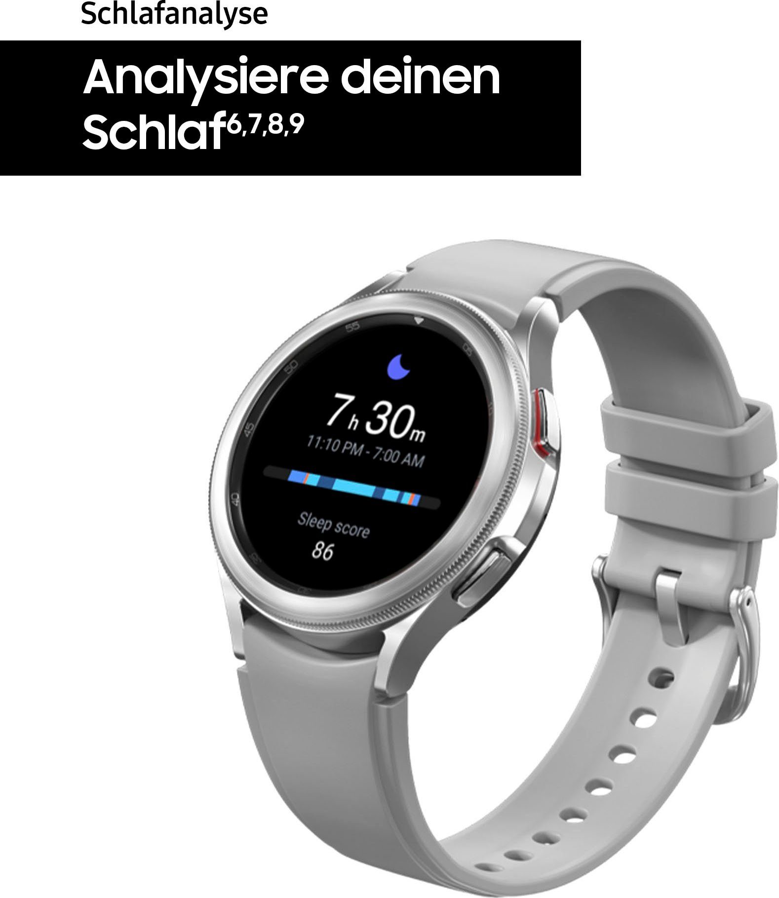 Samsung Galaxy Watch 4 classic Tracker, Zoll, Fitness Google), by schwarz OS (3,46 schwarz Gesundheitsfunktionen LTE Fitness Uhr, 46mm Wear Smartwatch | cm/1,4