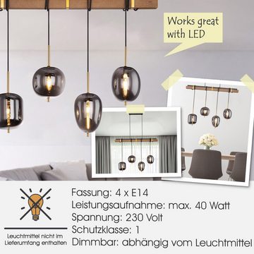 bmf-versand Hängeleuchte Hängelampe Esszimmer Hängeleuchte Wohnzimmer Rauchglas Pendellampe