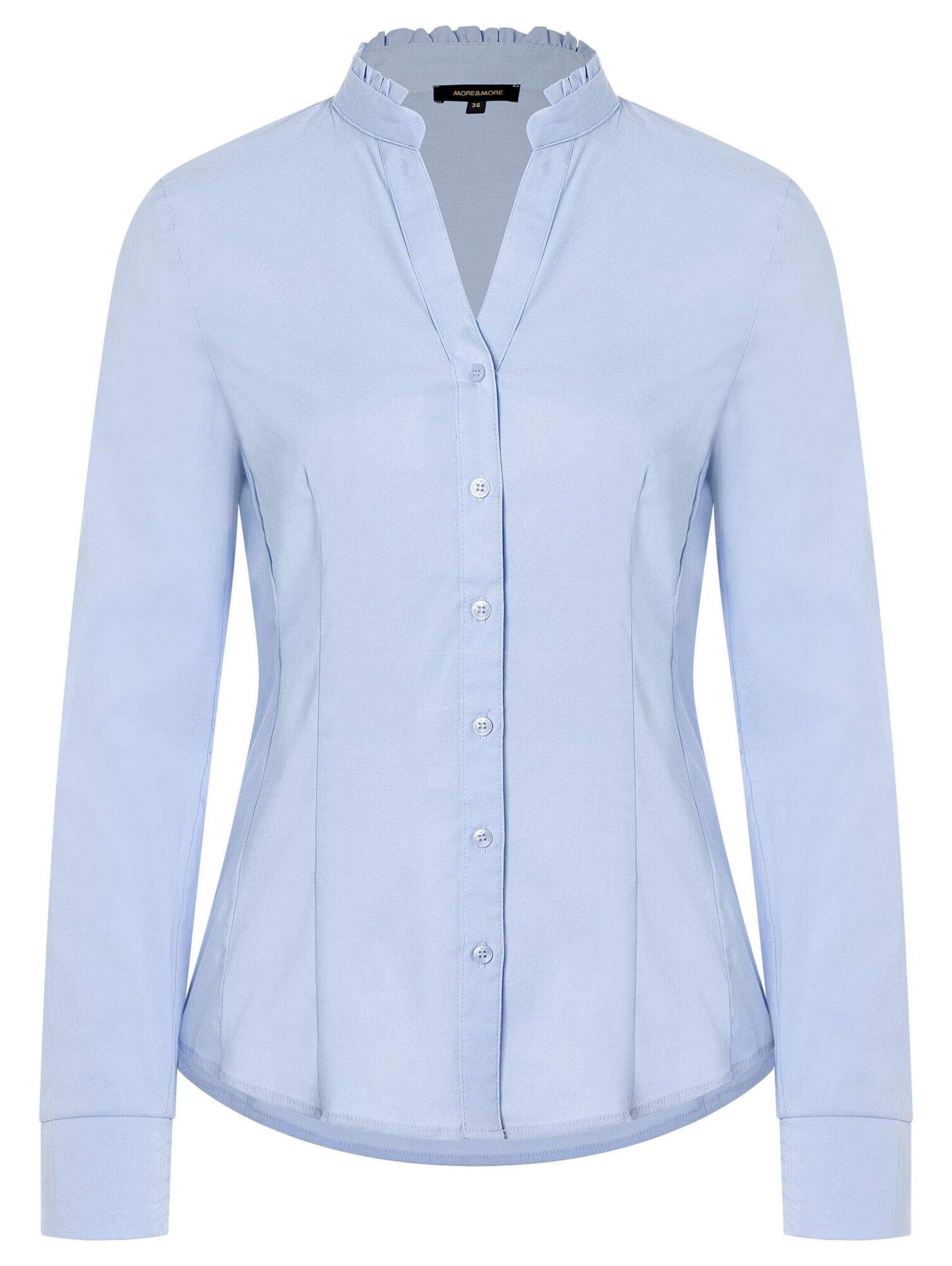 Langarmbluse Stretchbluse, Rüschenkragen
