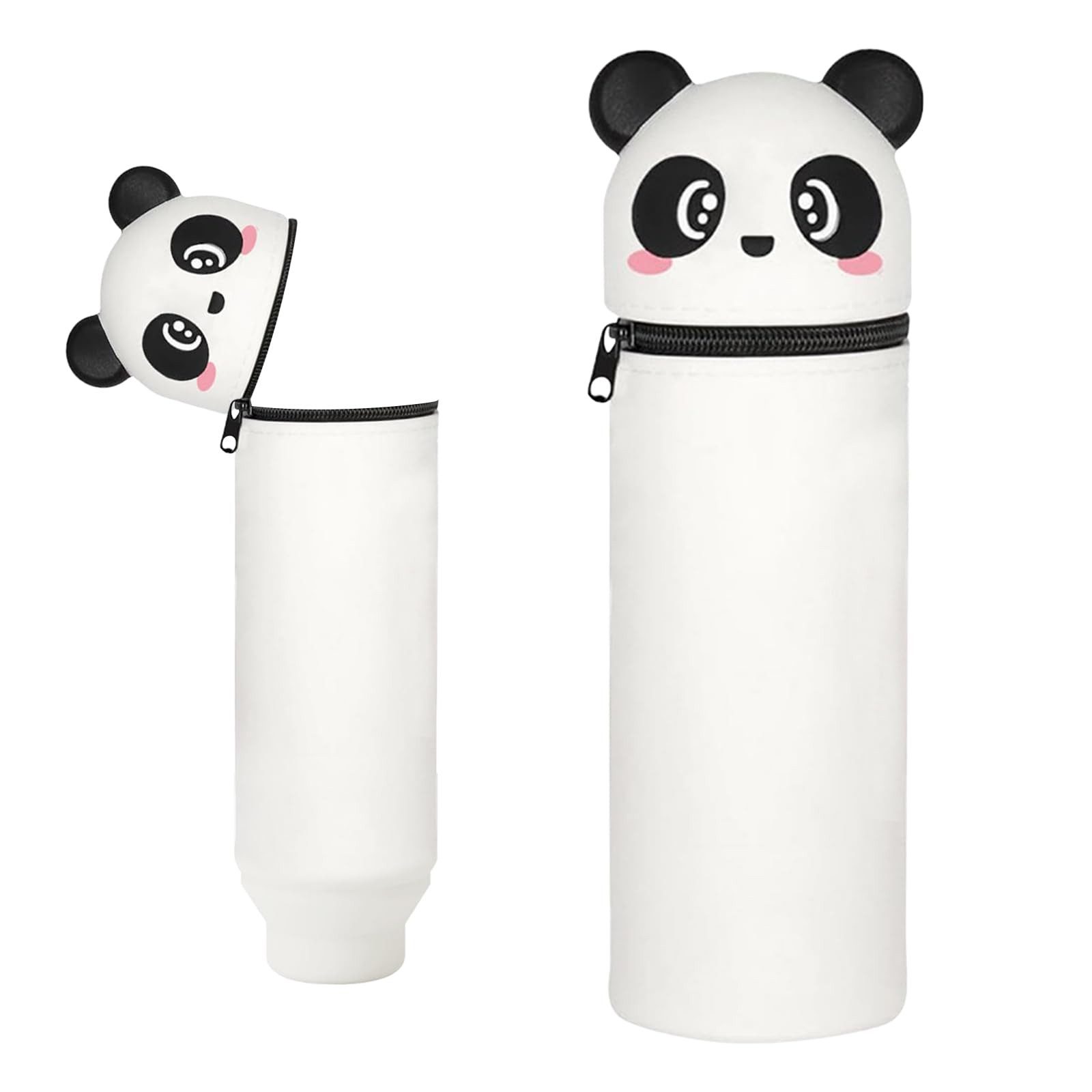 BlingBin Federmäppchen 2-in-1 Silikon-Federmäppchen Panda – Umwandelbarer Stifthalter, (1er Set, 1-tlg., 1x Einziehbar Federmäppchen), Stifthalter & Federtasche mit Reißverschluss,Fassungsvermögen & Unisex