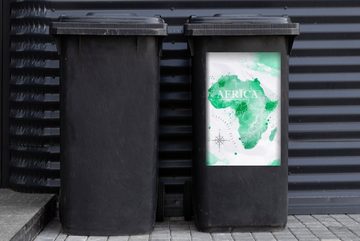 MuchoWow Wandsticker Afrika - Weltkarte - Aquarell (1 St), Mülleimer-aufkleber, Mülltonne, Sticker, Container, Abfalbehälter